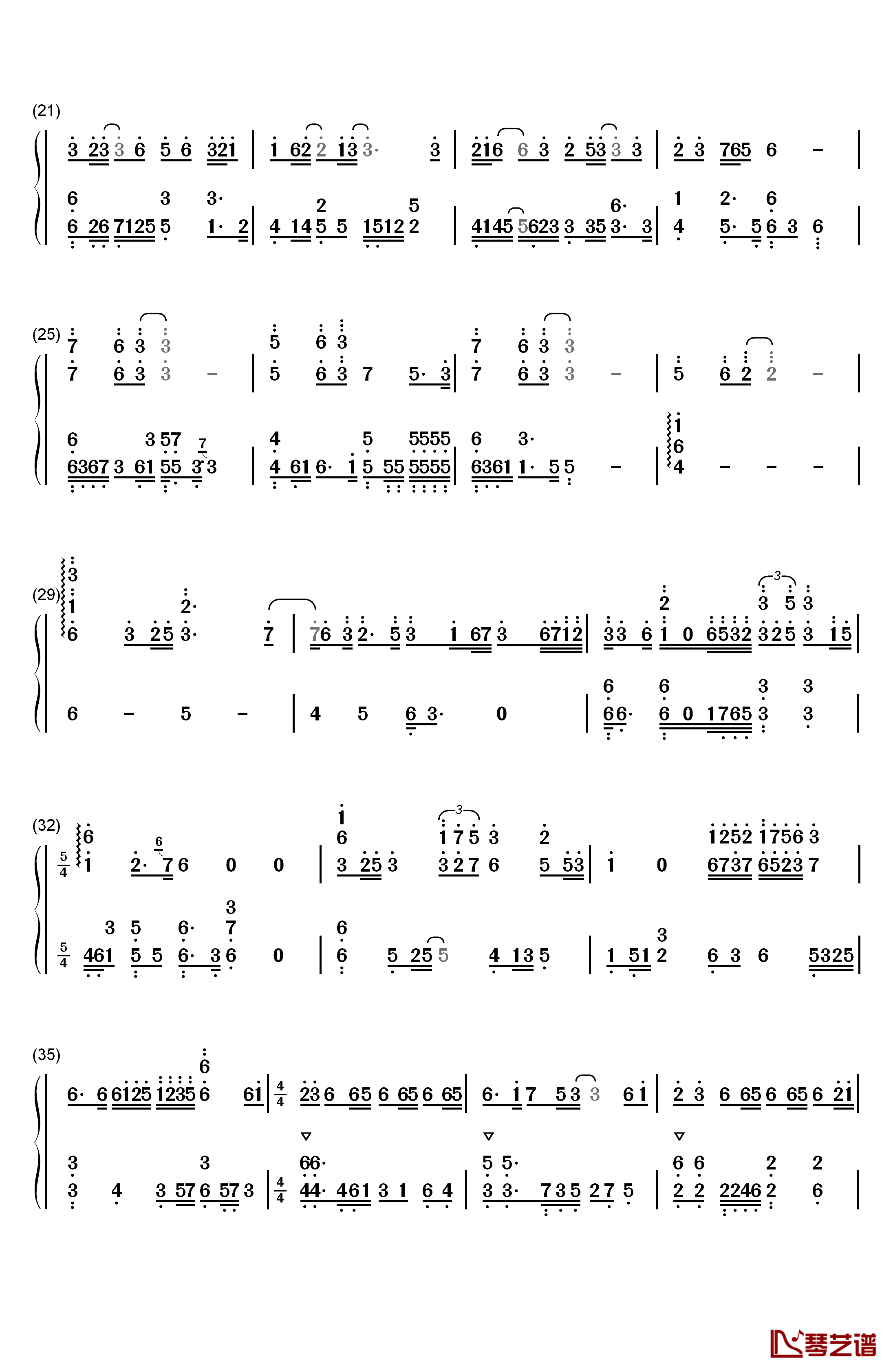 灵契钢琴简谱-数字双手-Assen捷 五音Jw2