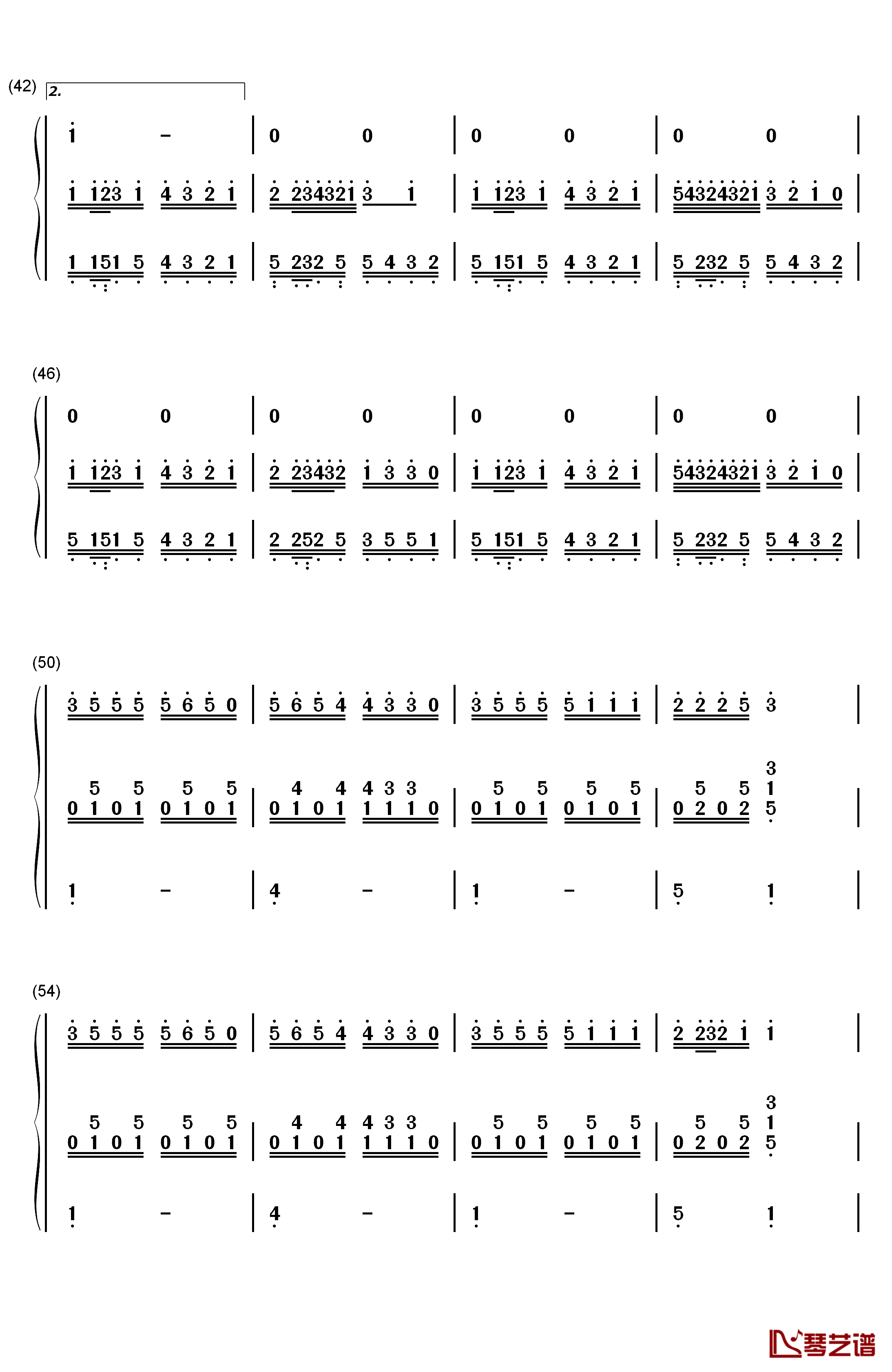 香水百合钢琴简谱-数字双手-张韶涵4