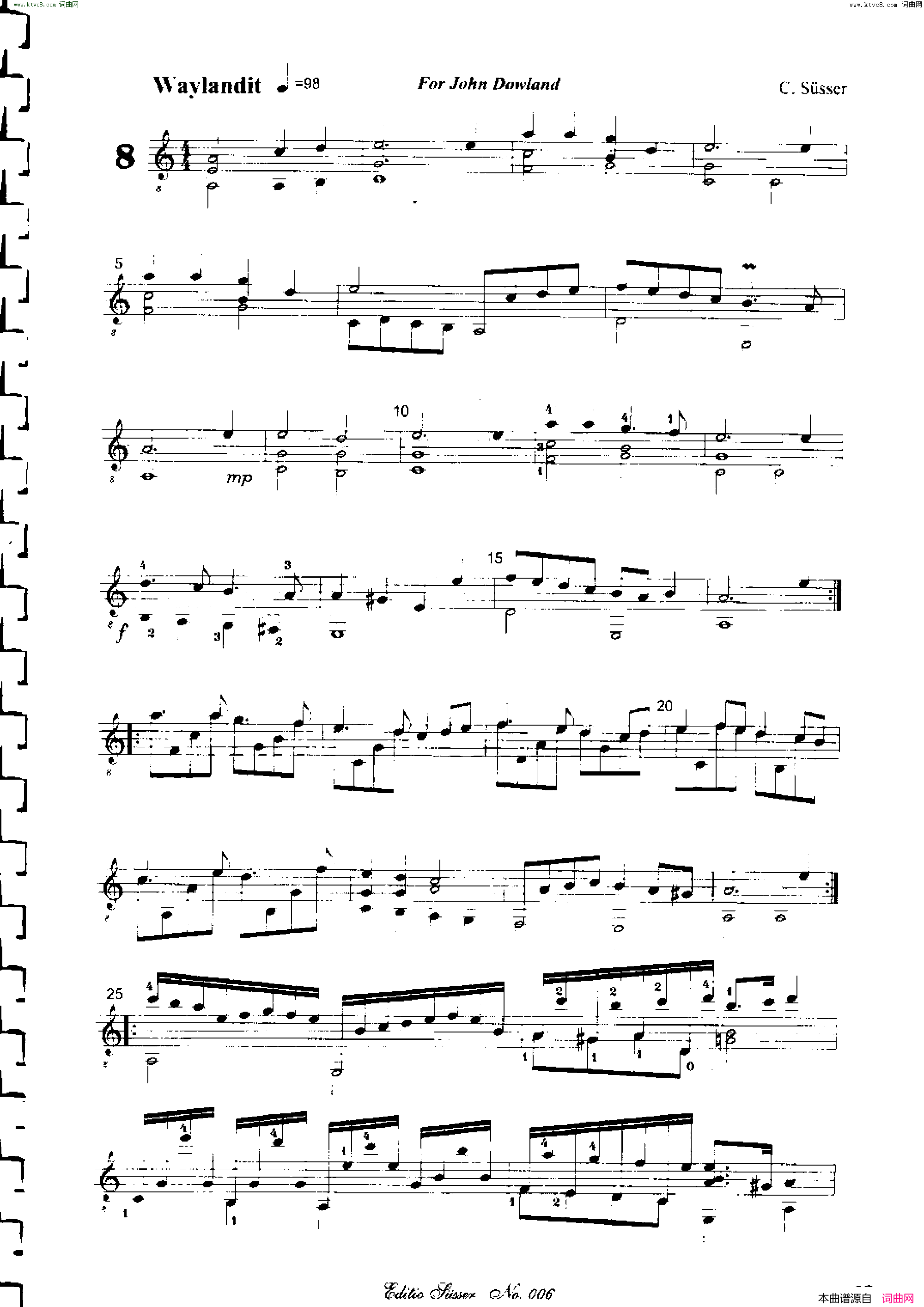 Classical guitar－Susser Ctibor_No 6, Fantazie ze sveta mineralu简谱1
