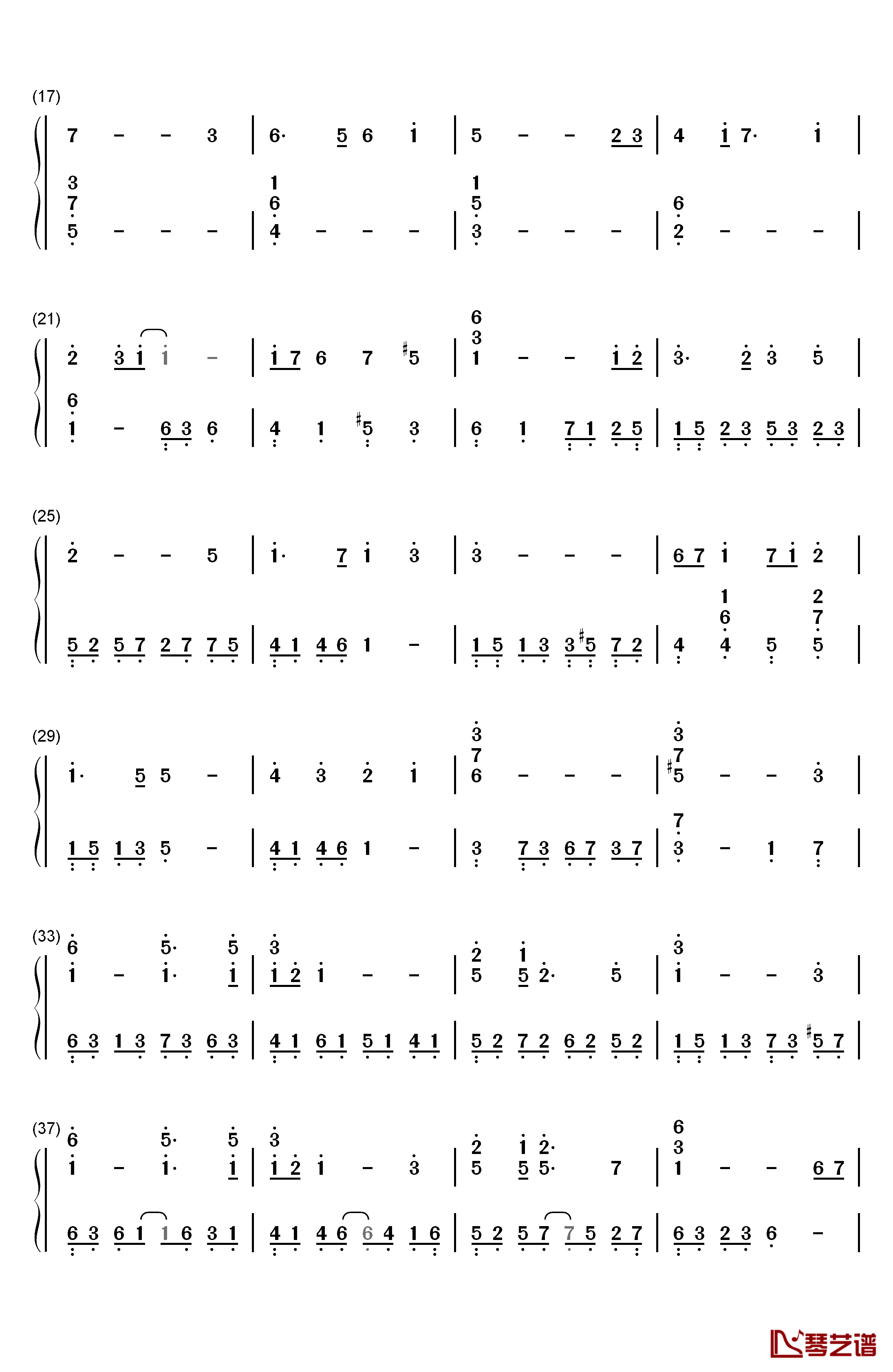 伴随着你钢琴简谱-数字双手-久石让2