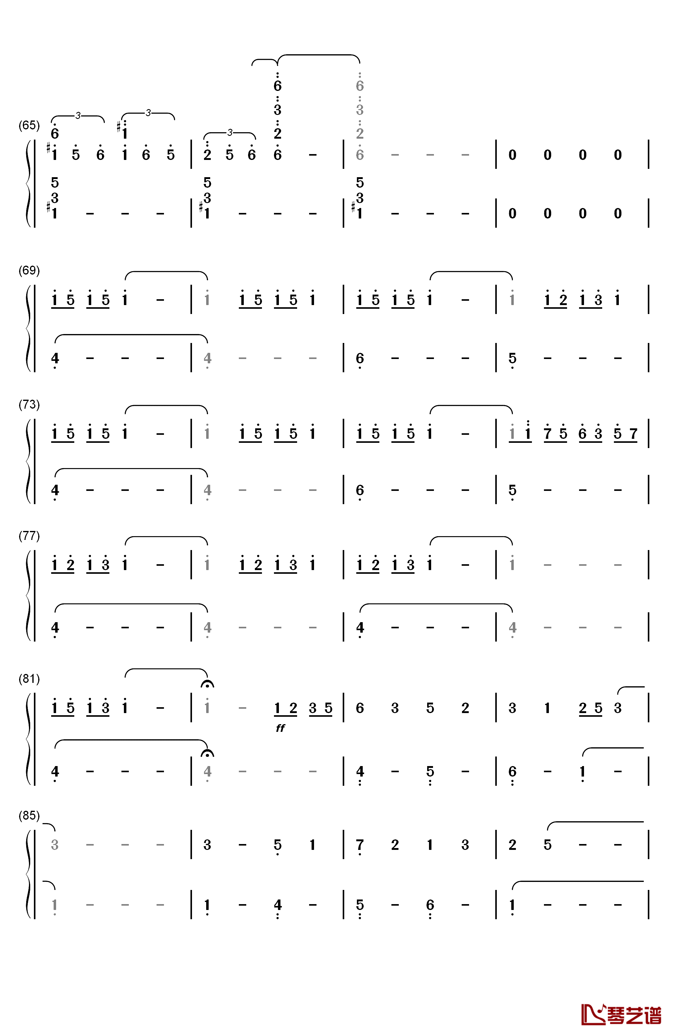 三葉のテーマ钢琴简谱-数字双手-RADWIMPS4