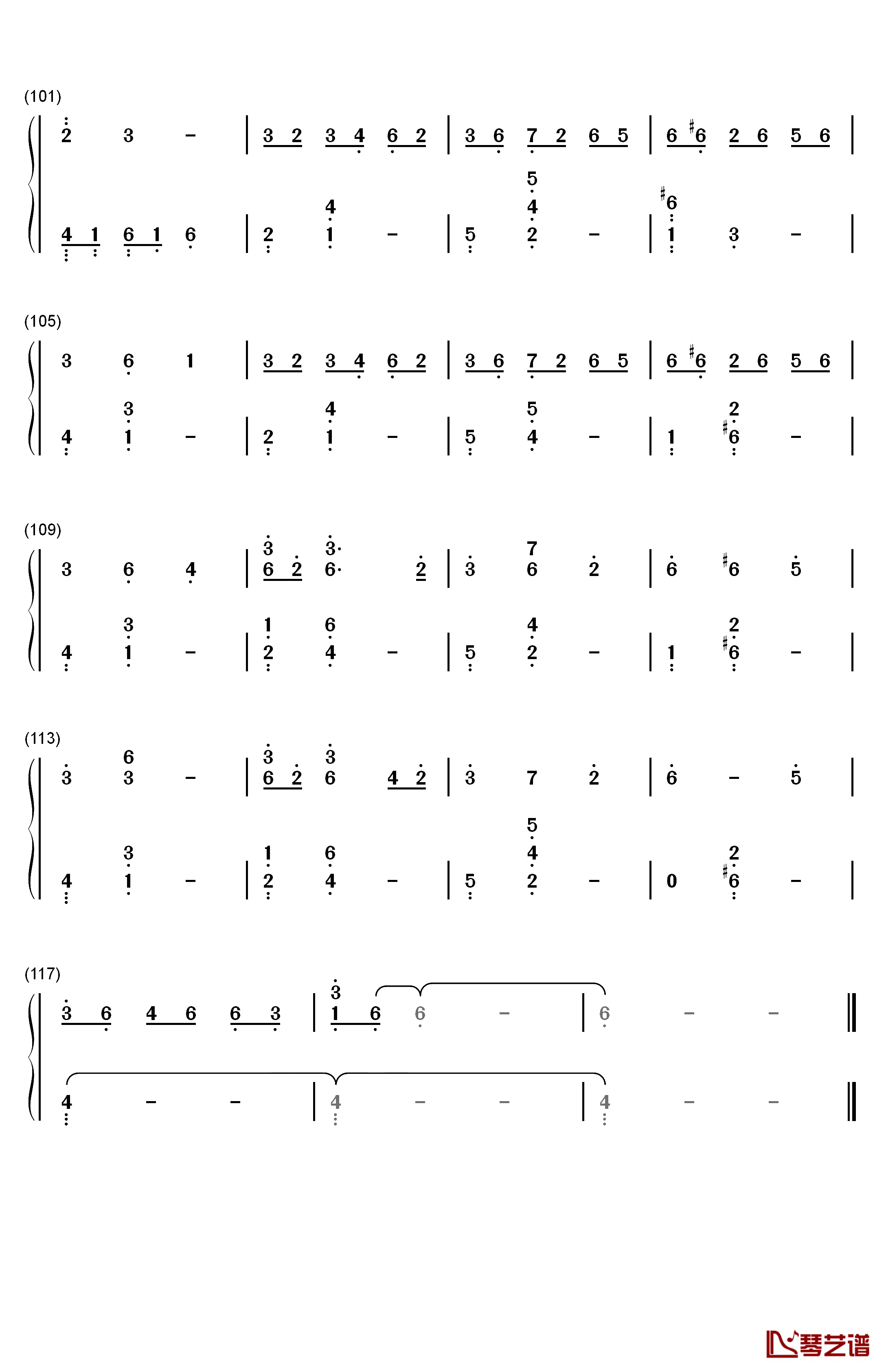 f l o w e r钢琴简谱-数字双手-李闰珉6