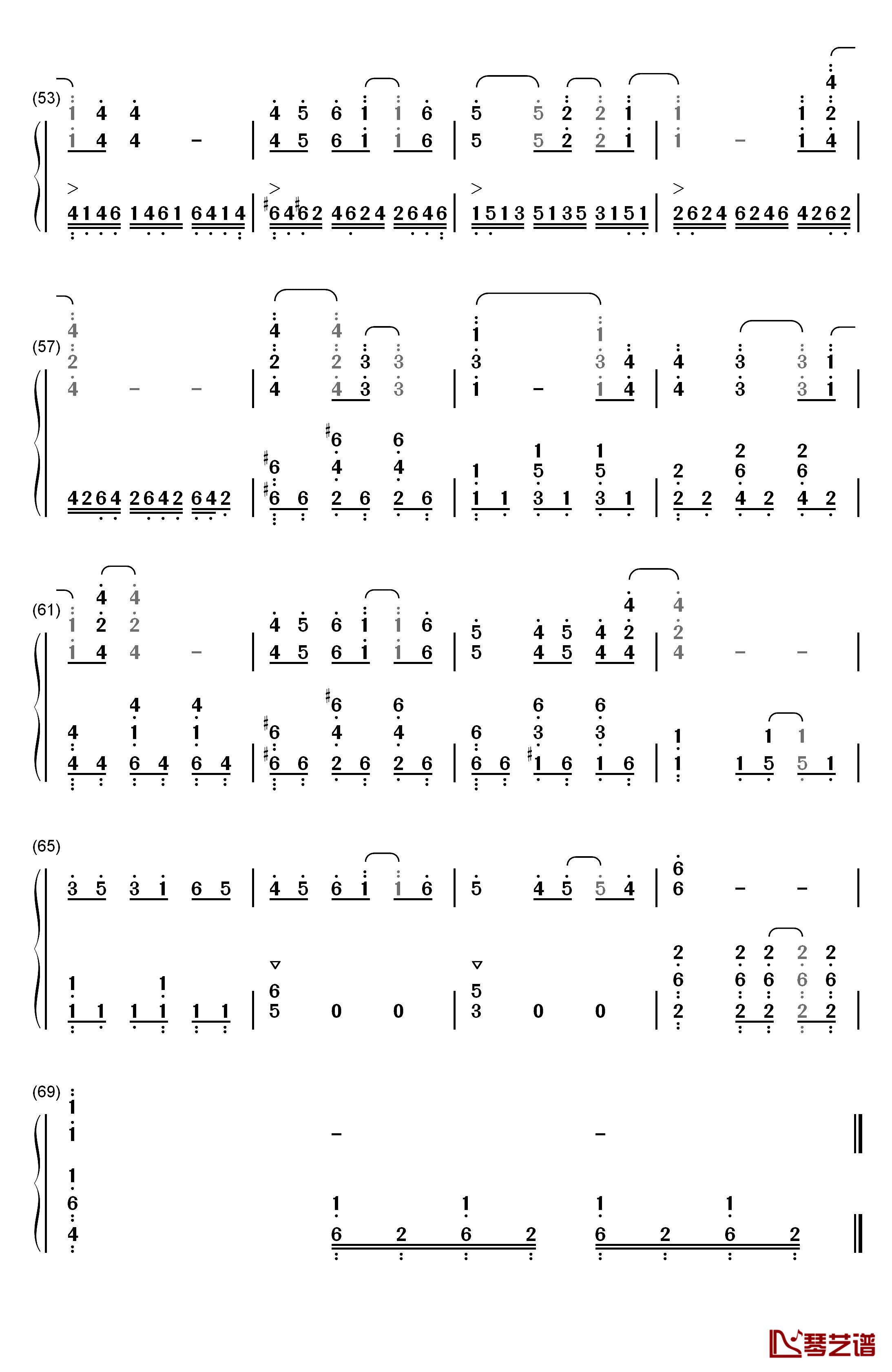 Asphyxia钢琴简谱-数字双手-Cö shu Nie4