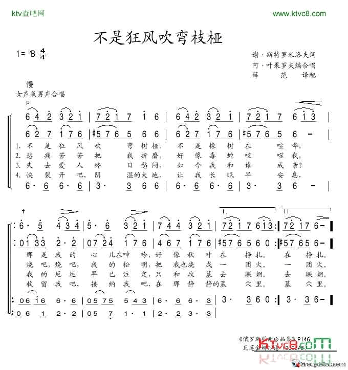 不是狂风吹弯枝桠简谱-奥丽加·沃隆涅茨演唱1