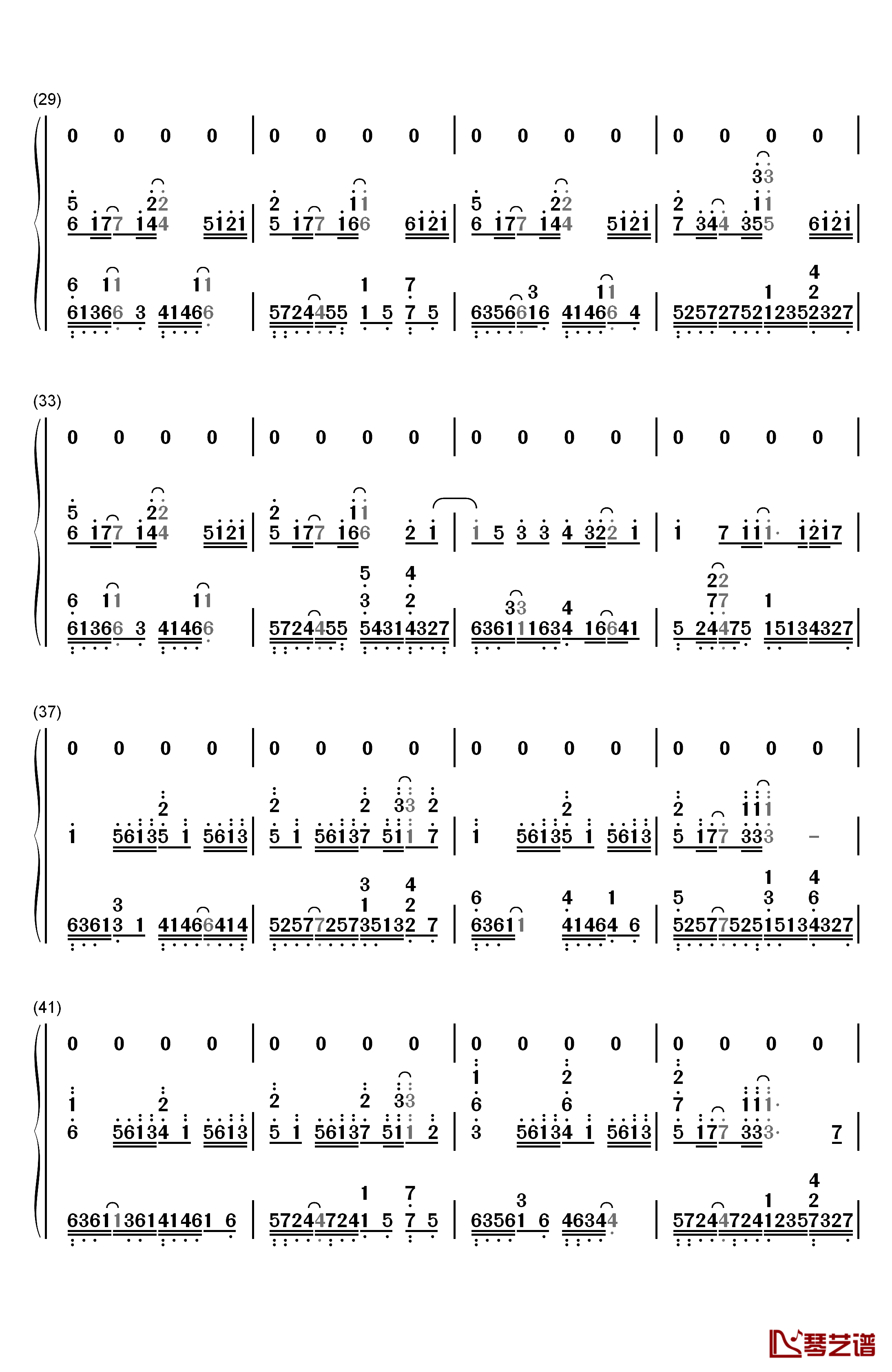 一半一半钢琴简谱-数字双手-洛天依3