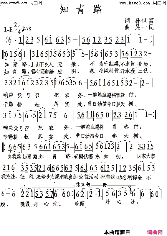 知青路简谱1