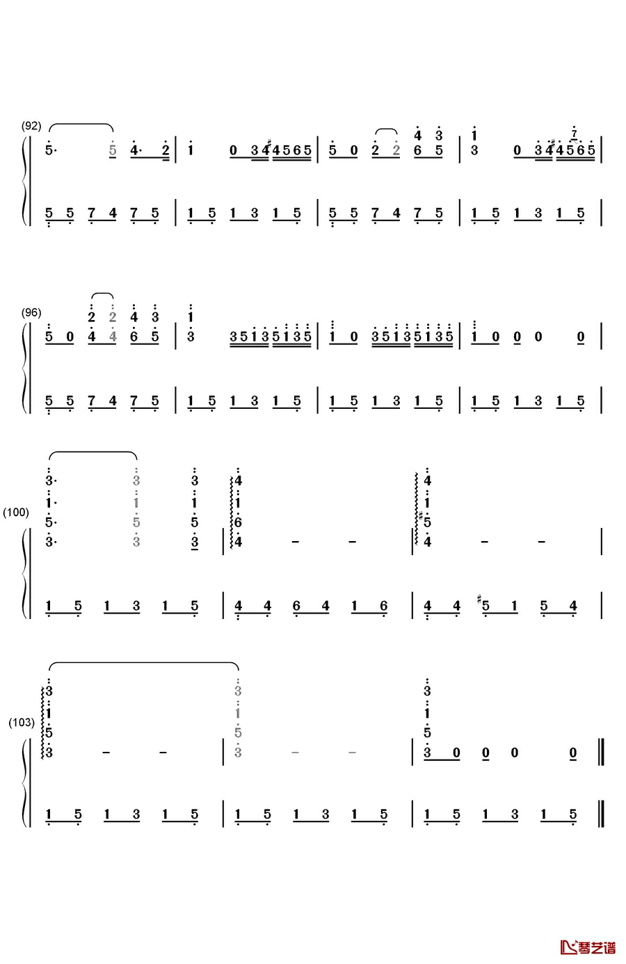 您自己钢琴简谱-数字双手-兰格7