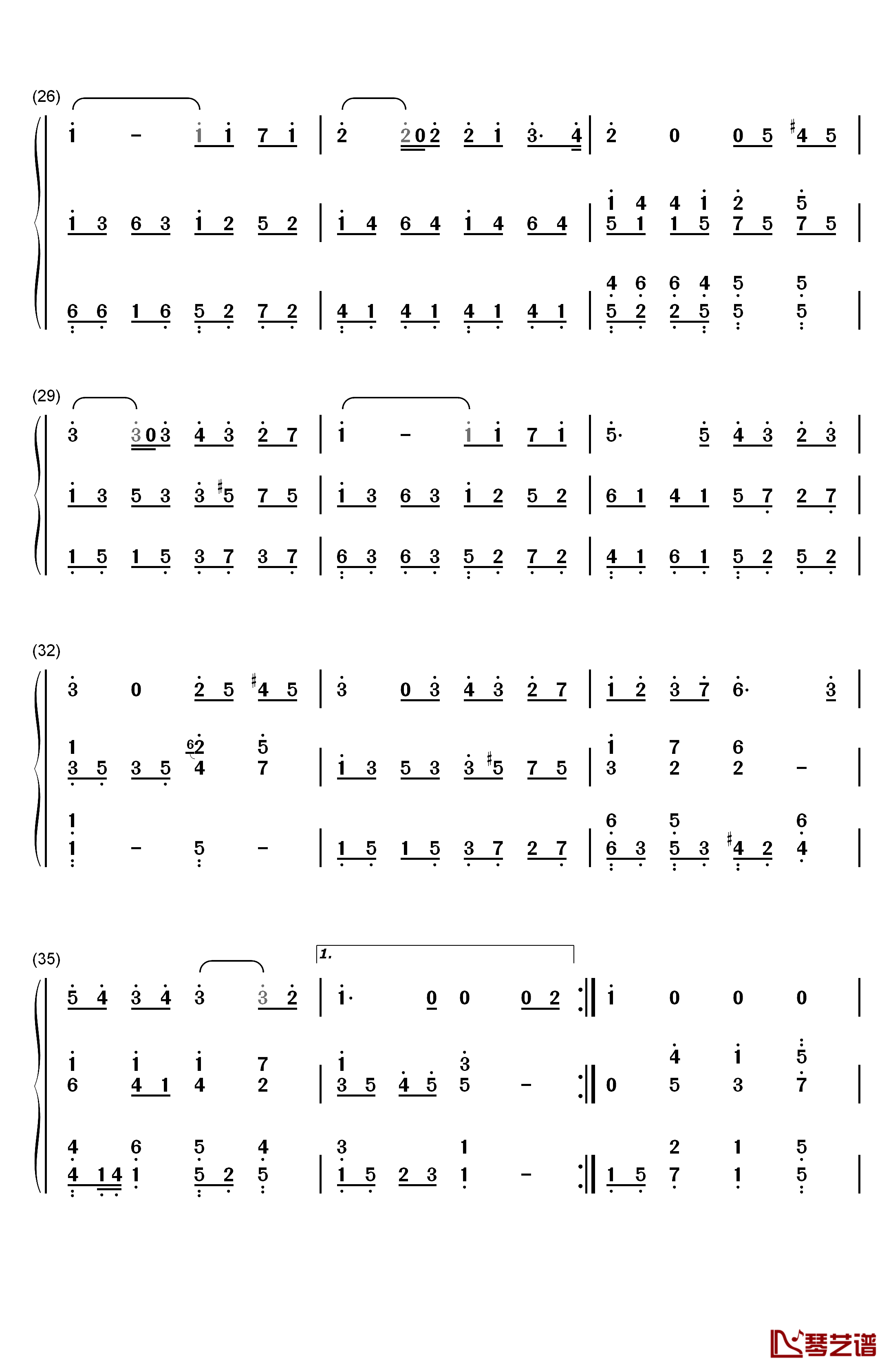 彩虹伴奏版钢琴简谱-数字双手-周杰伦3