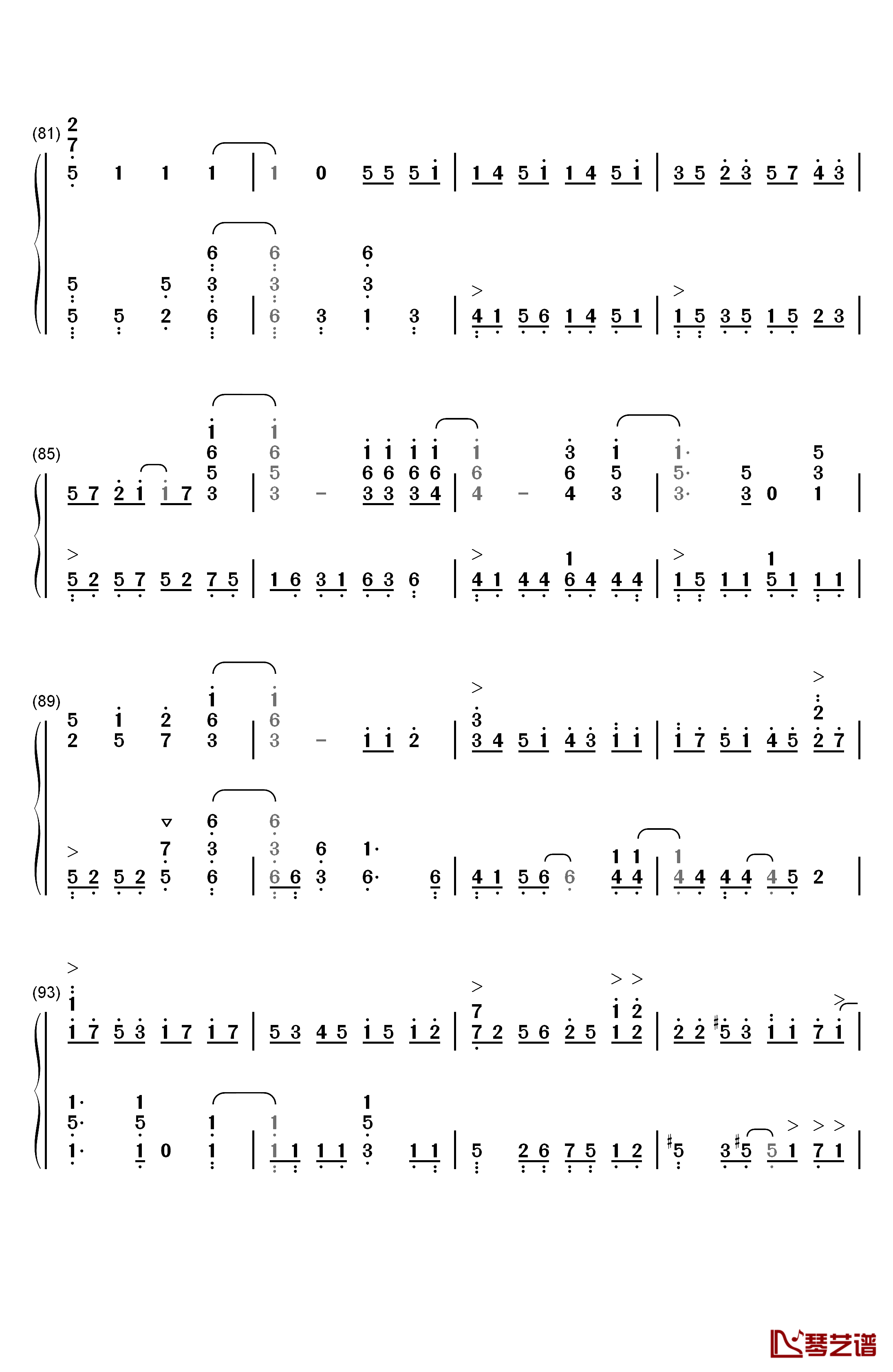 きみの名前钢琴简谱-数字双手-藤川千爱6