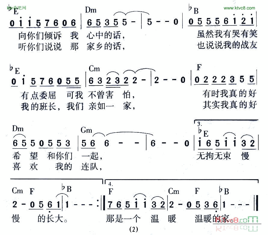 打个电话小曾词曲简谱-女兵三人组演唱1