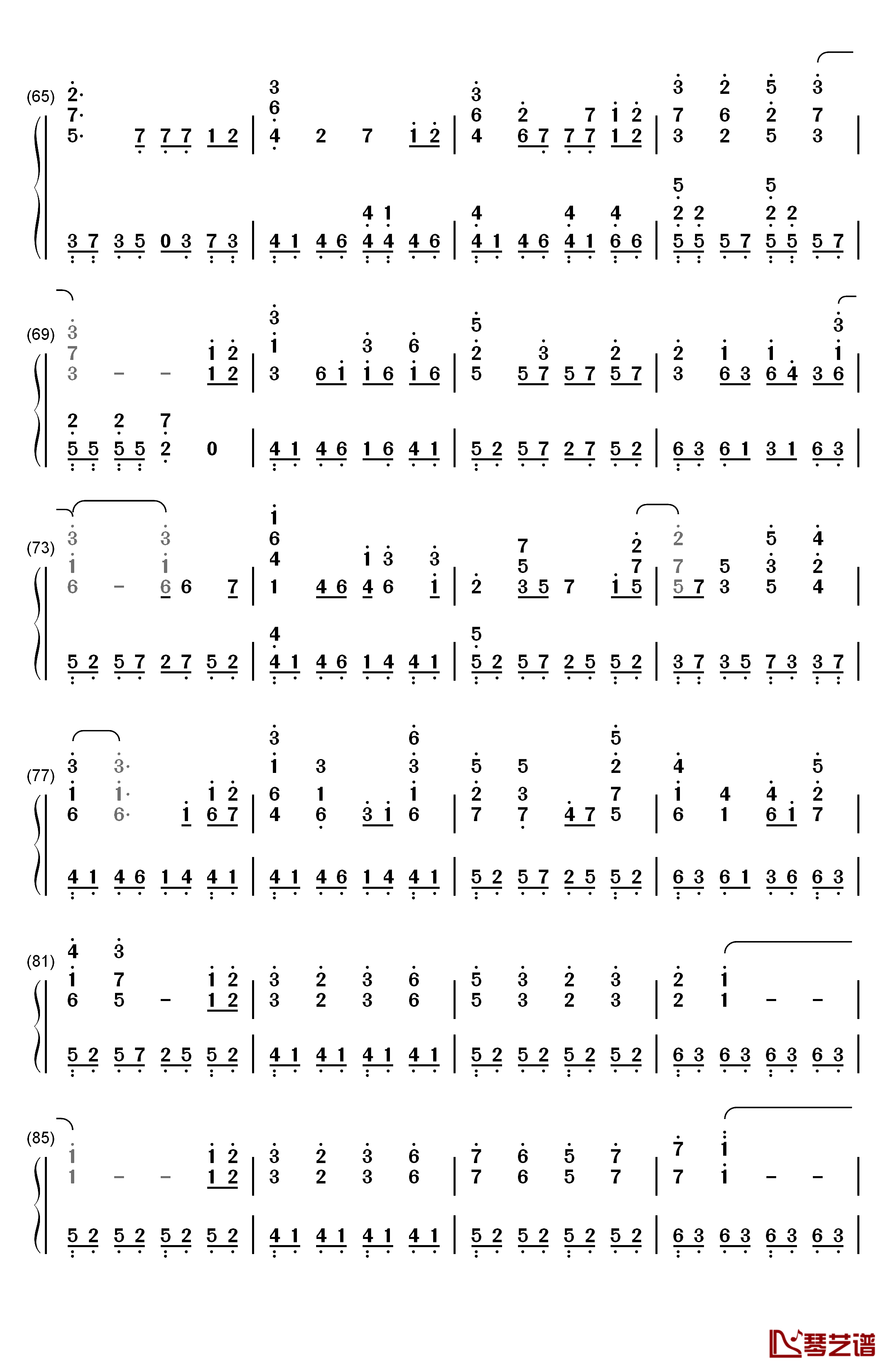 樱花樱花想见你钢琴简谱-数字双手-RSP4