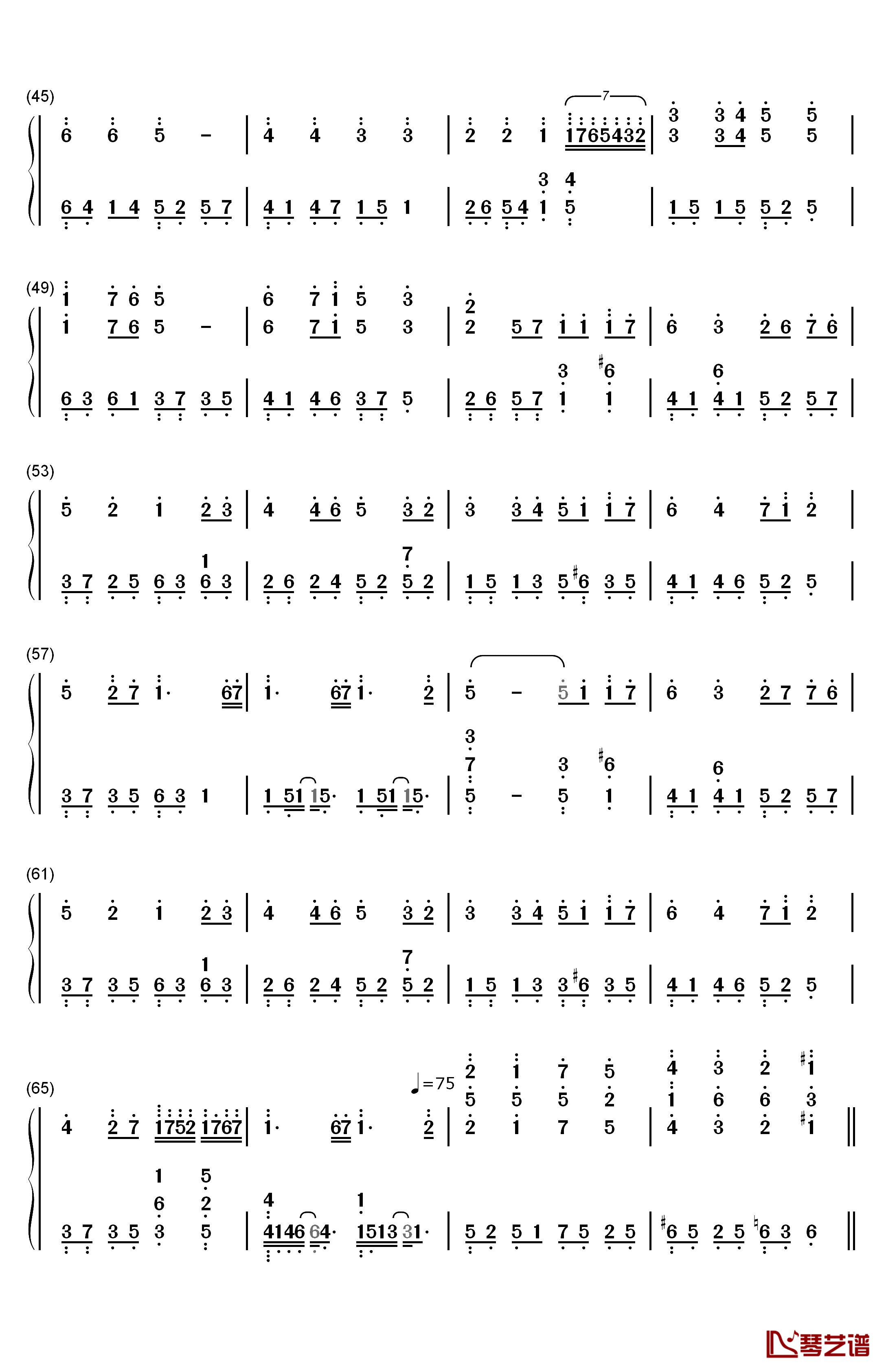 知足钢琴简谱-数字双手-五月天3