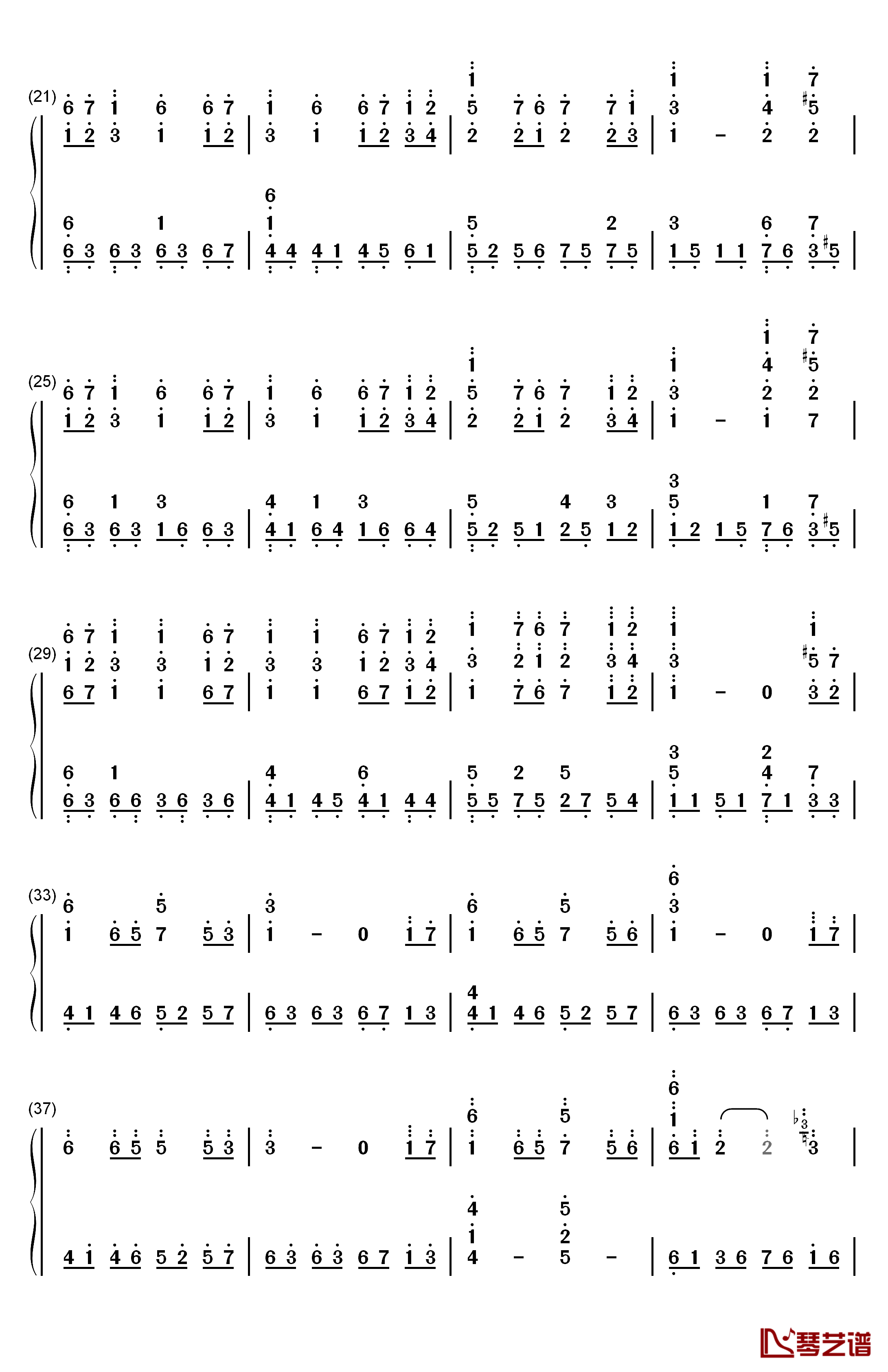 雲雀钢琴简谱-数字双手-ASCA2