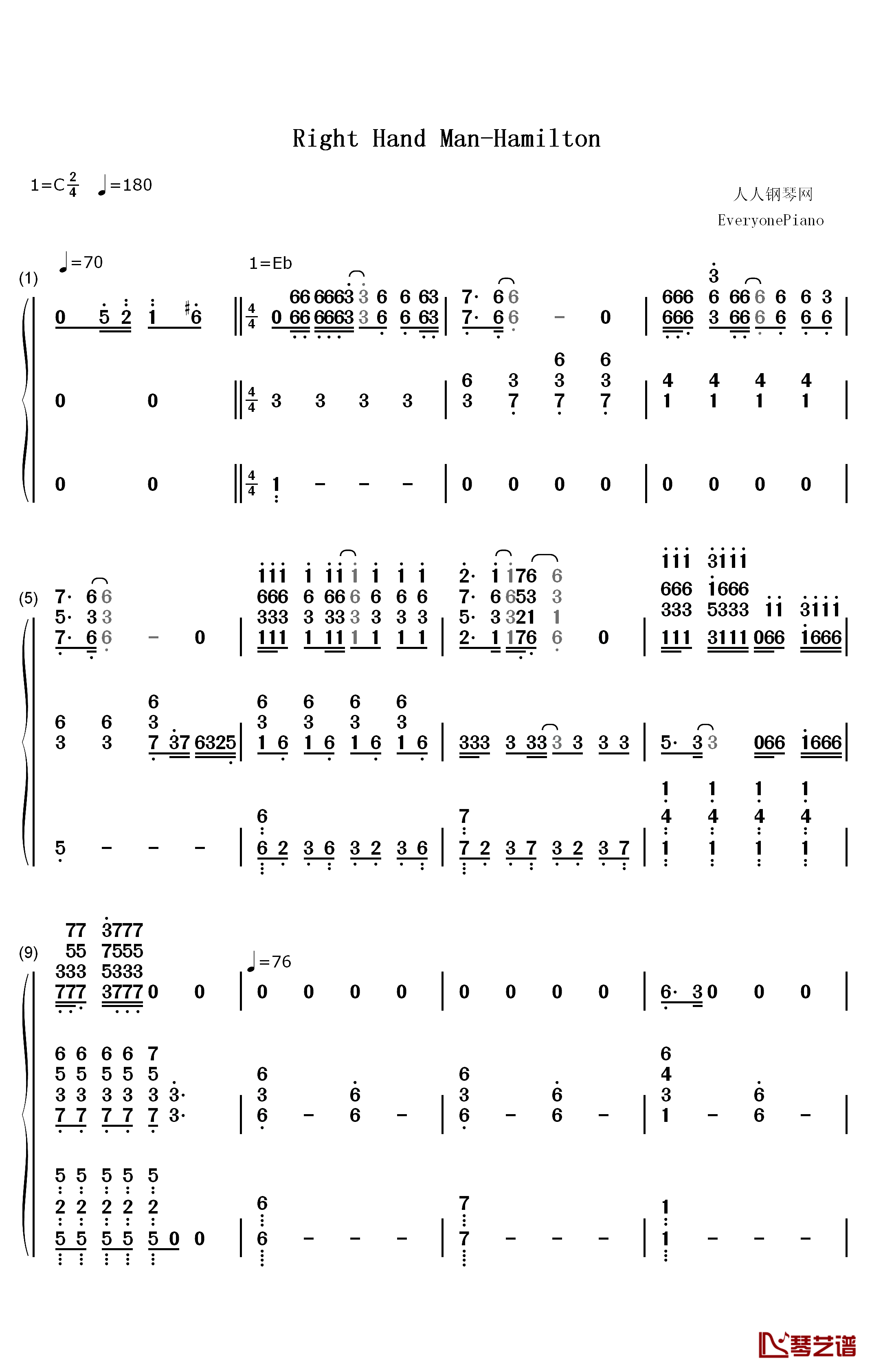 Right Hand Man钢琴简谱-数字双手-Lin-Manuel Miranda1