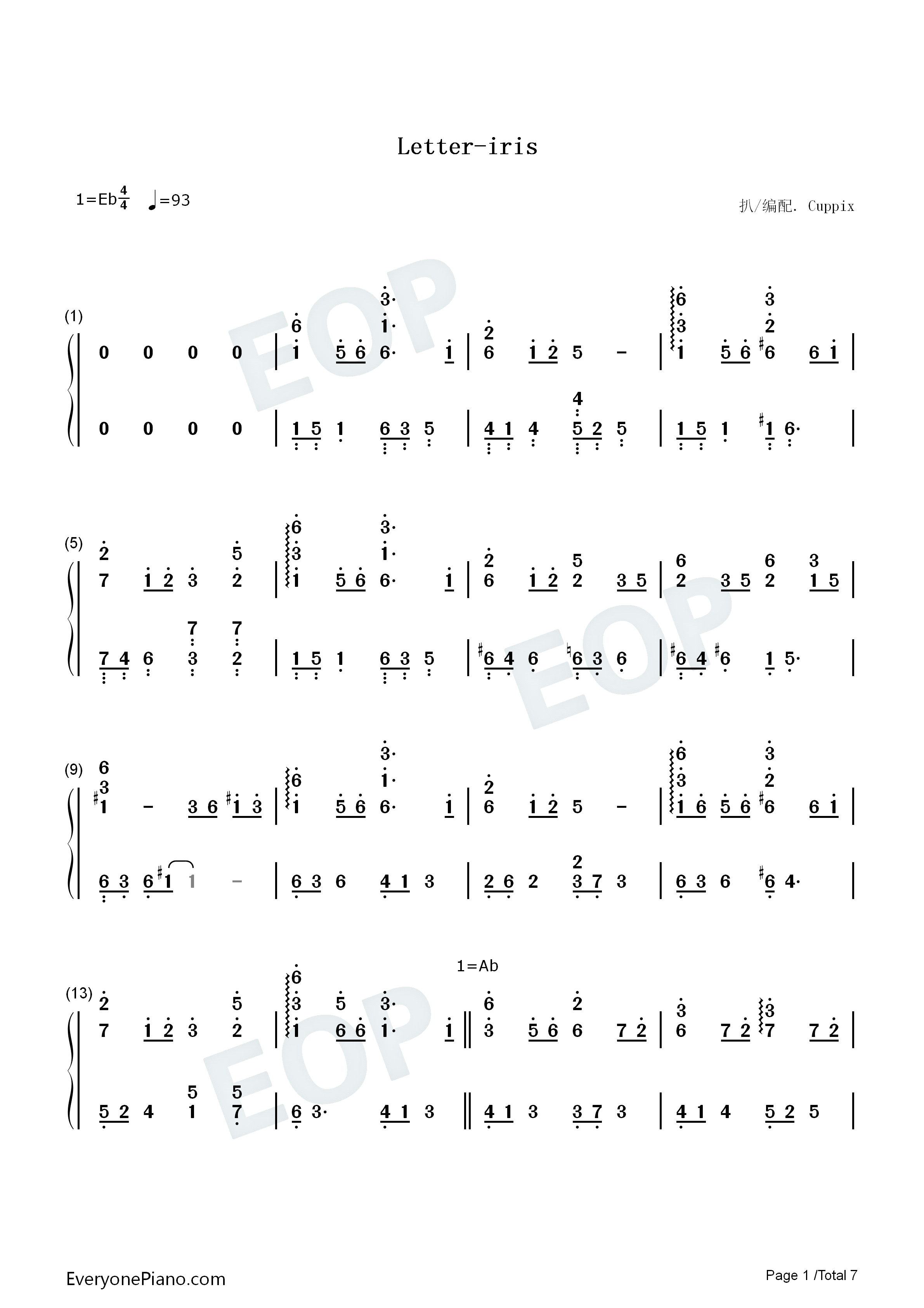 Letter钢琴简谱-iris演唱1