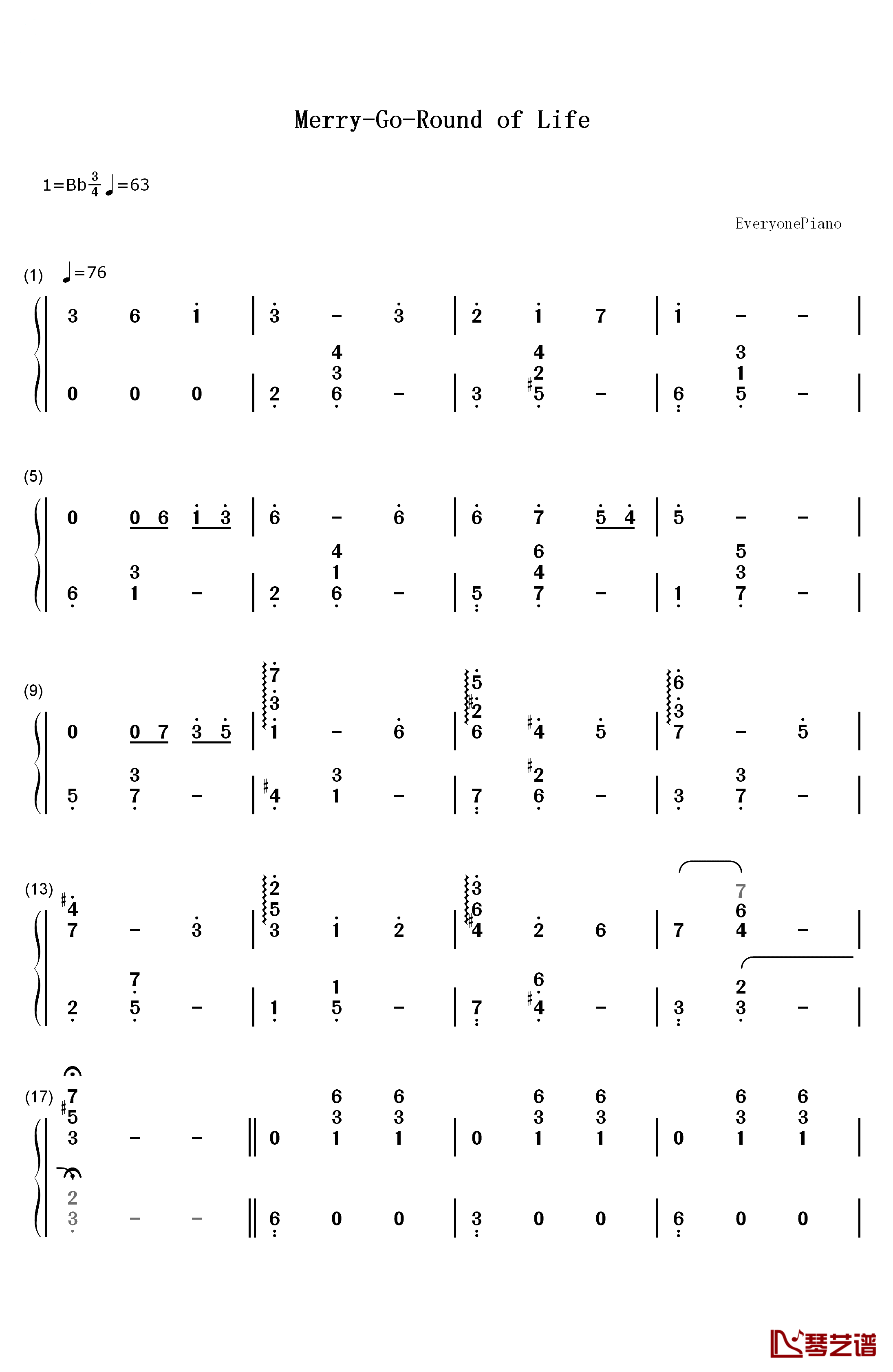 Merry钢琴简谱-数字双手-久石让 宫崎骏1