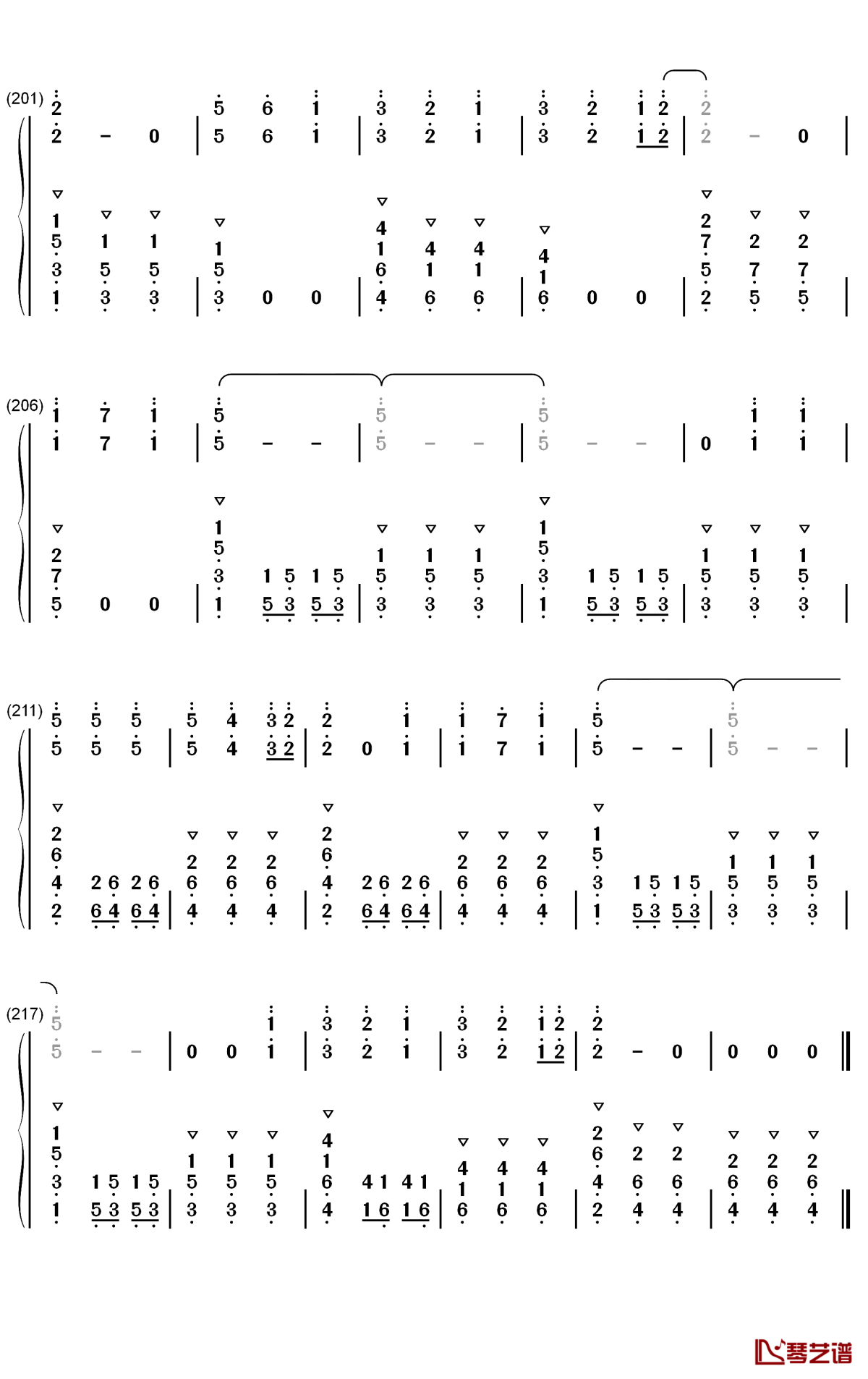 粉色闪电钢琴简谱-数字双手-R1SE11