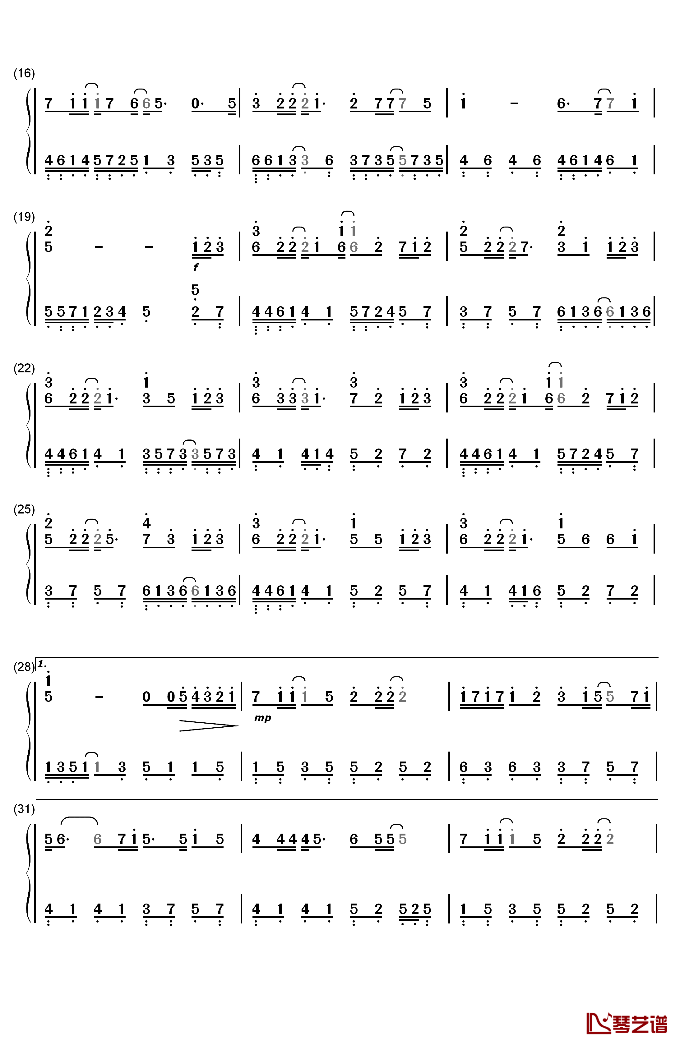 同手同脚钢琴简谱-数字双手-温岚2