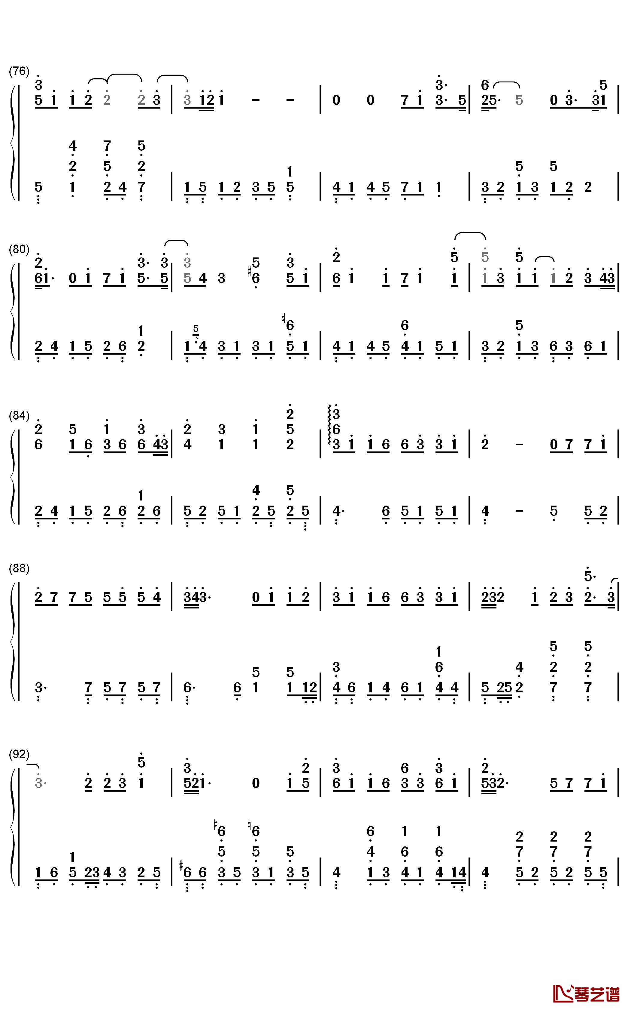慢冷钢琴简谱-数字双手-梁静茹5