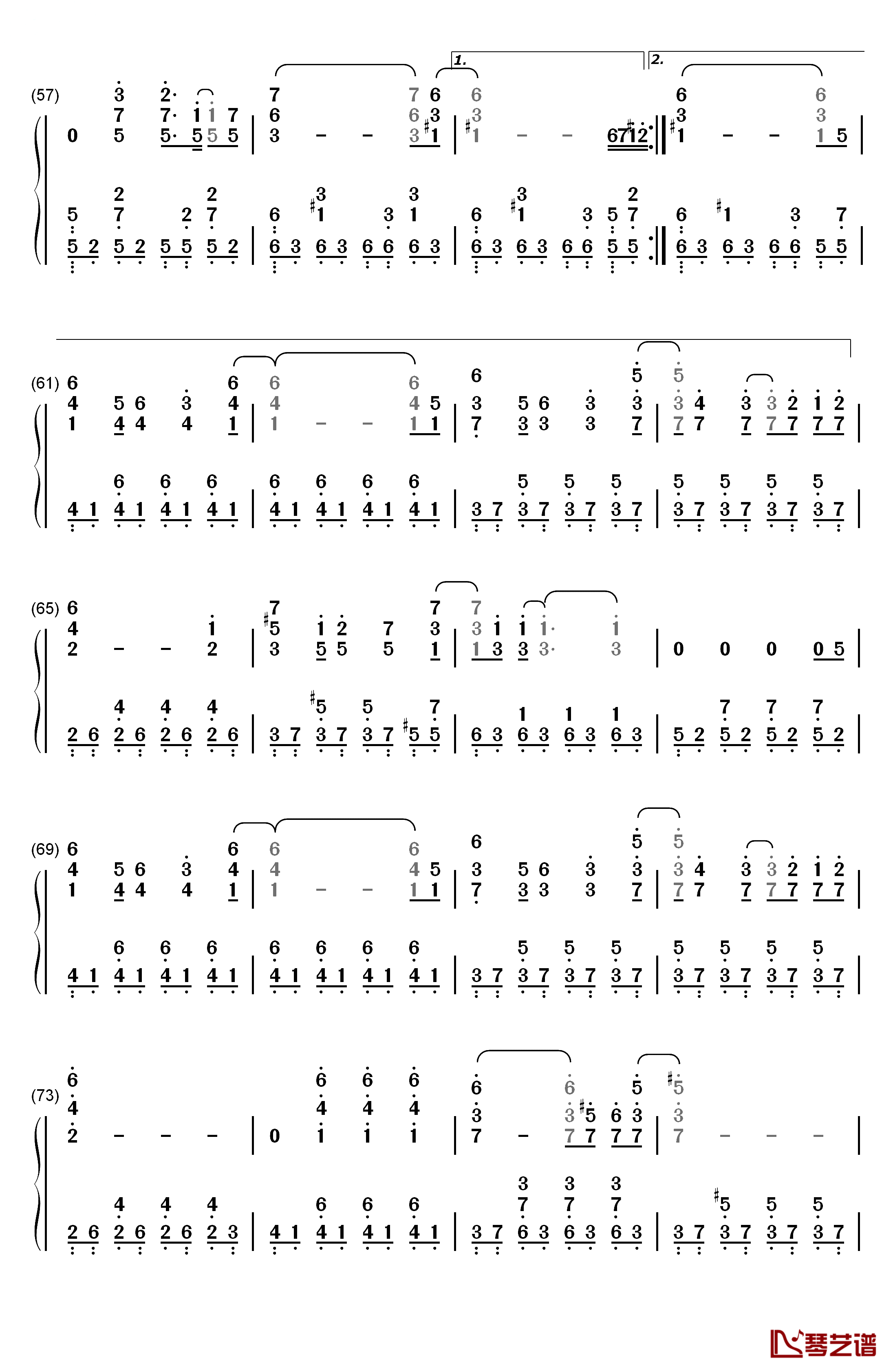 God knows...钢琴简谱-数字双手-平野绫4