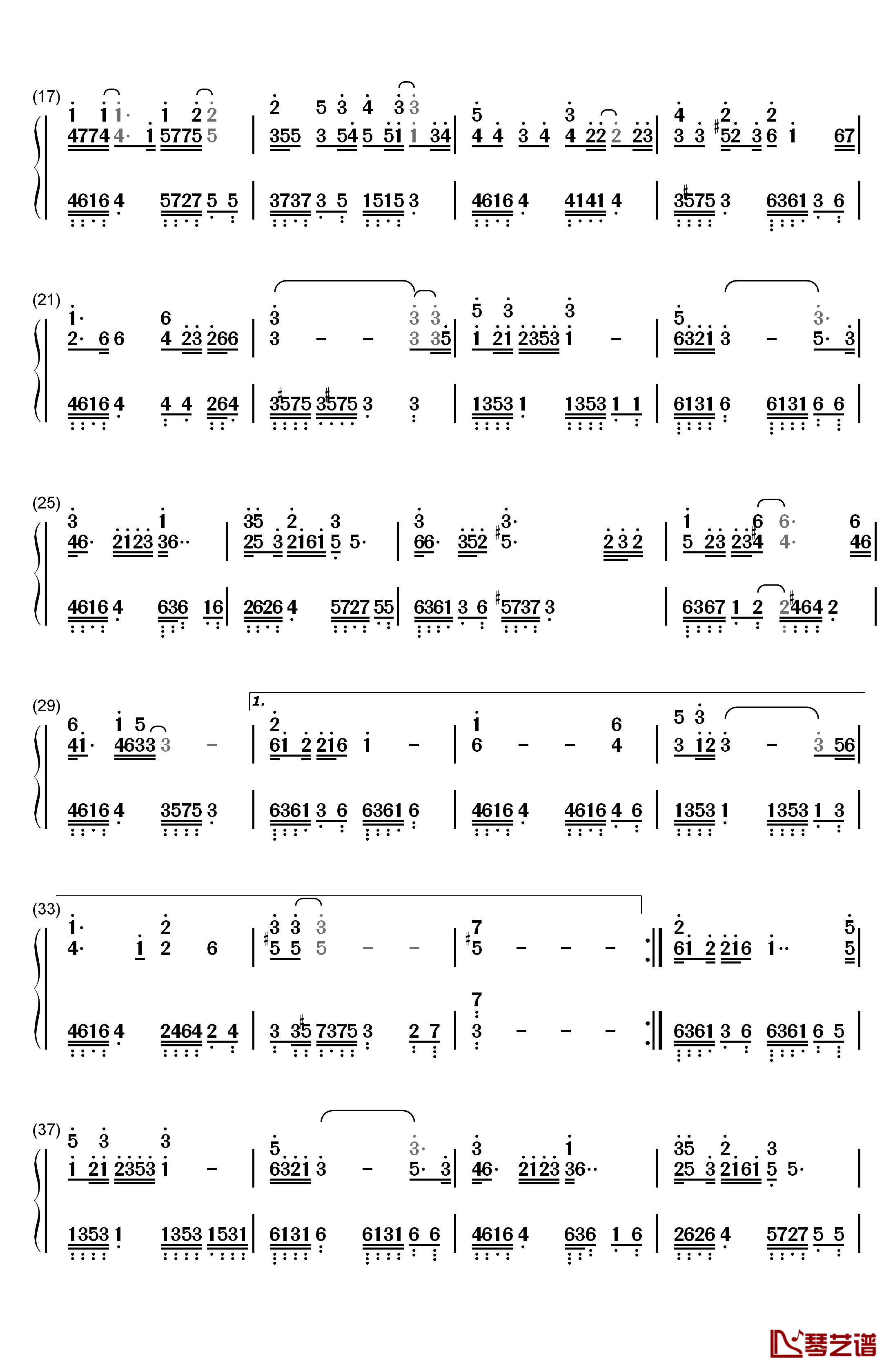 身骑白马钢琴简谱-数字双手-徐佳莹2