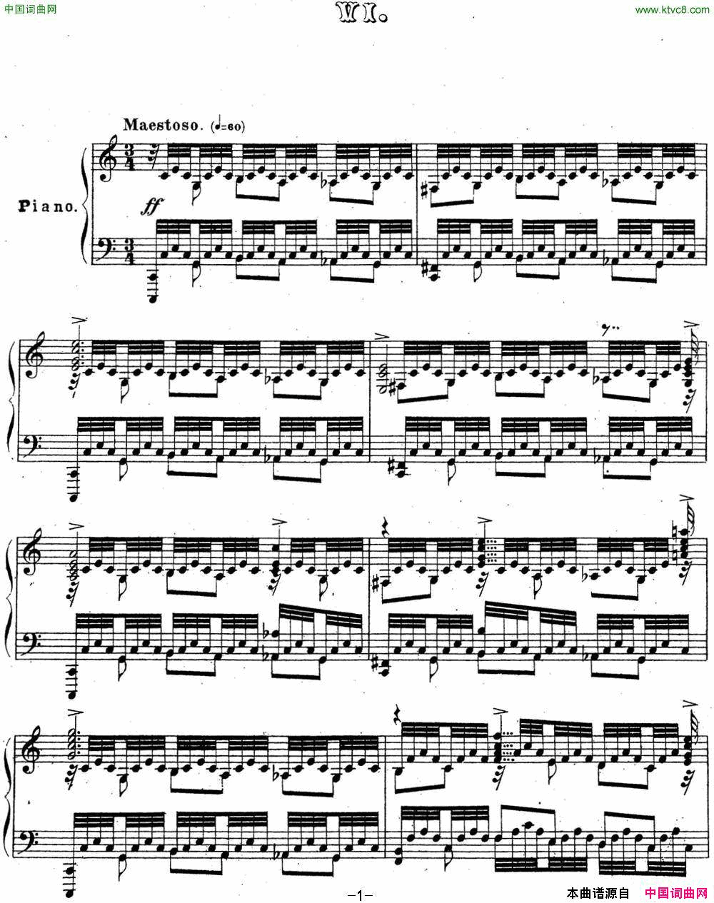拉赫玛尼诺夫音乐瞬间Op.16No.6C大调简谱1