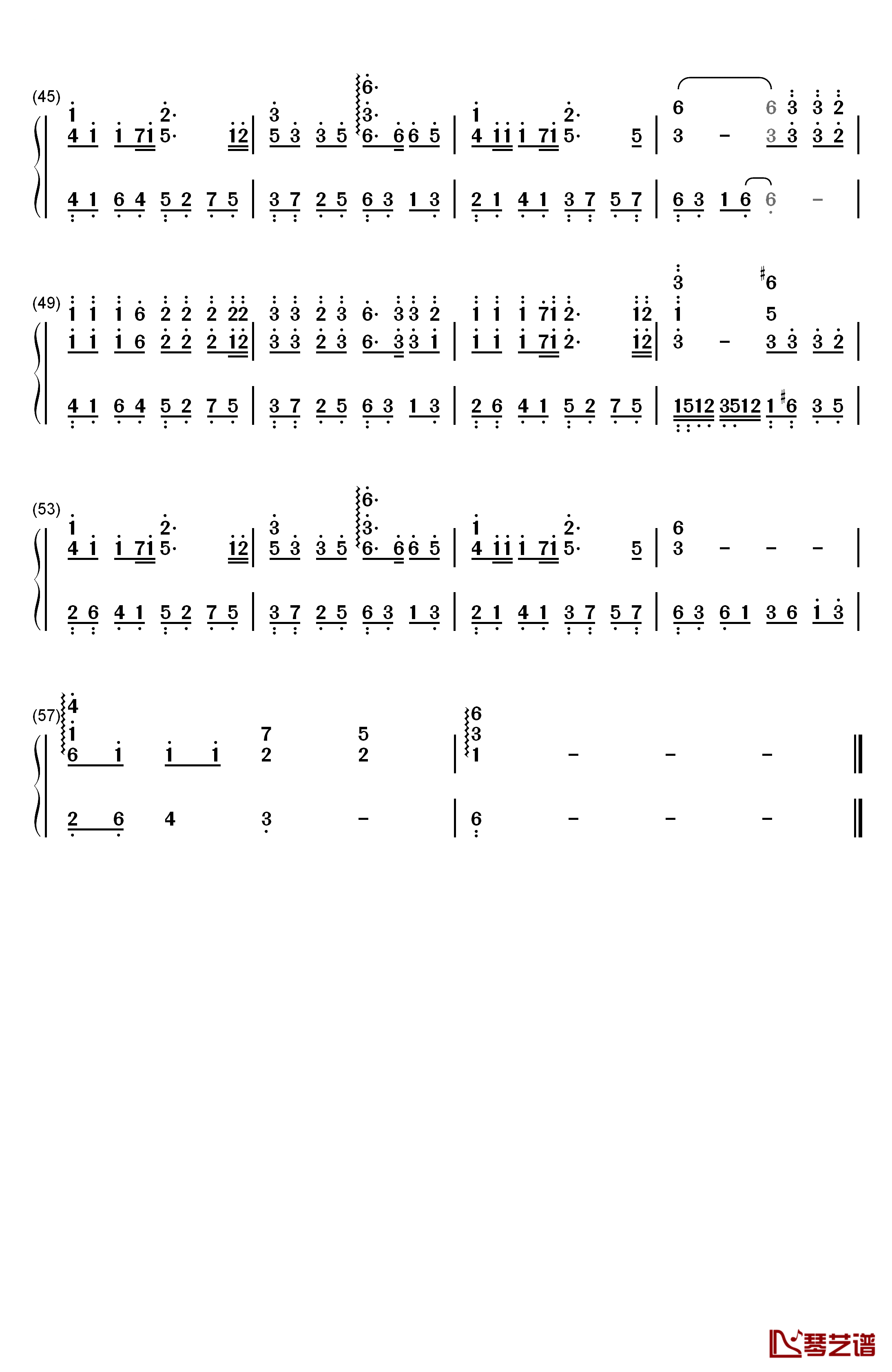 山有木兮钢琴简谱-数字双手-伦桑3