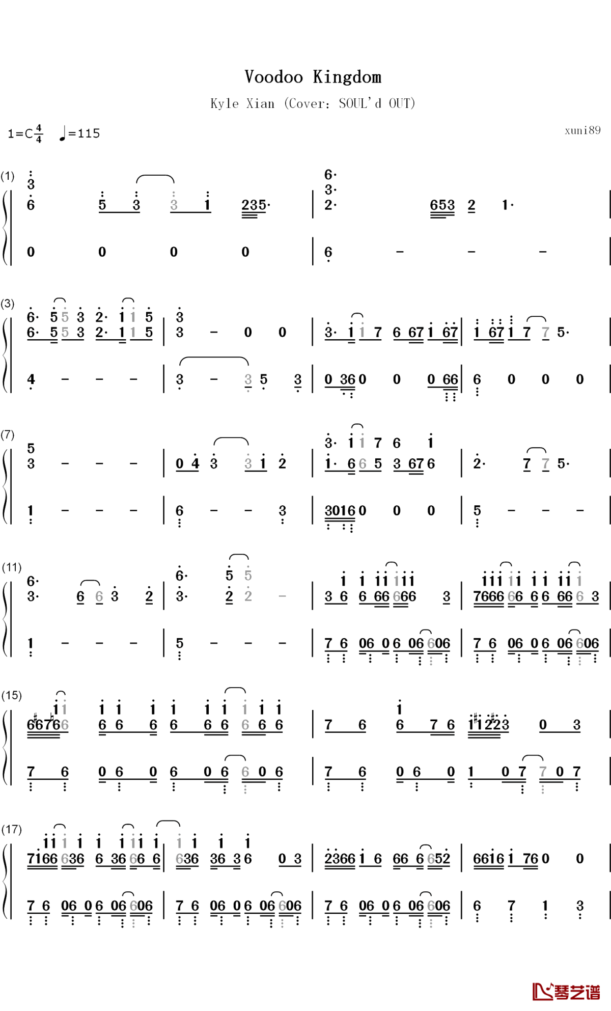 Voodoo Kingdom钢琴简谱-数字双手-Kyle Xian SOUL'd OUT1