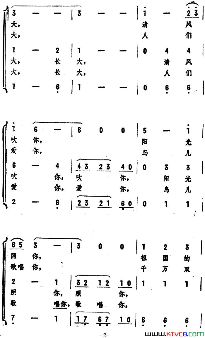 小树快长大《森林大合唱》选曲女声三重唱或三部合唱小树快长大《森林大合唱》选曲 女声三重唱或三部合唱简谱1