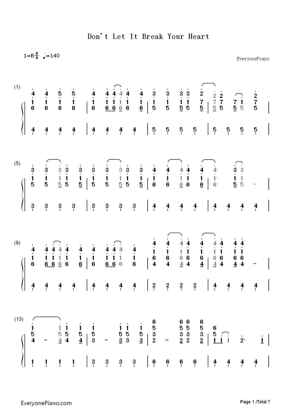 Don't Let It Break Your Heart钢琴简谱-数字双手-Coldplay1