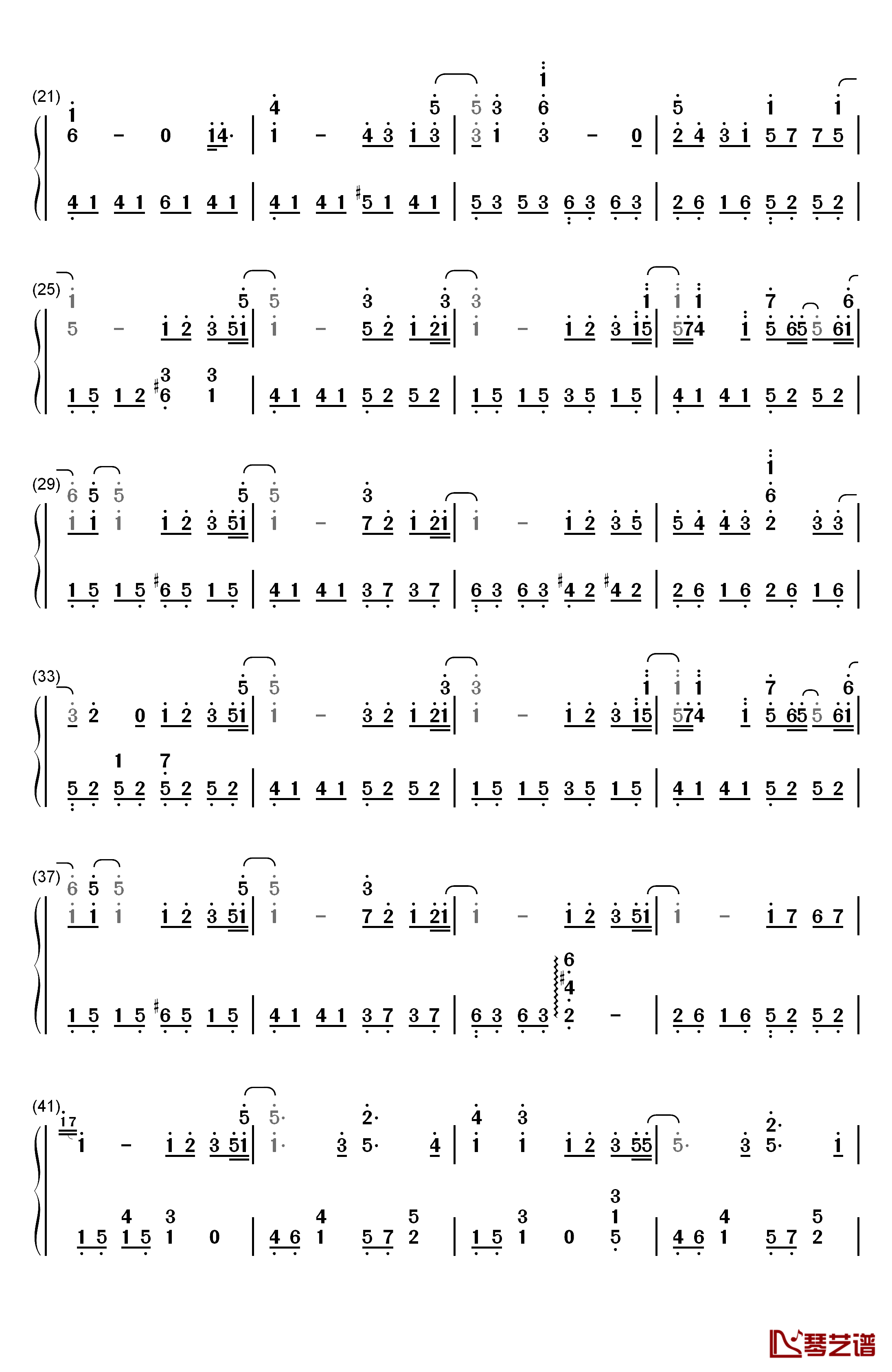 花海钢琴简谱-数字双手-周杰伦2