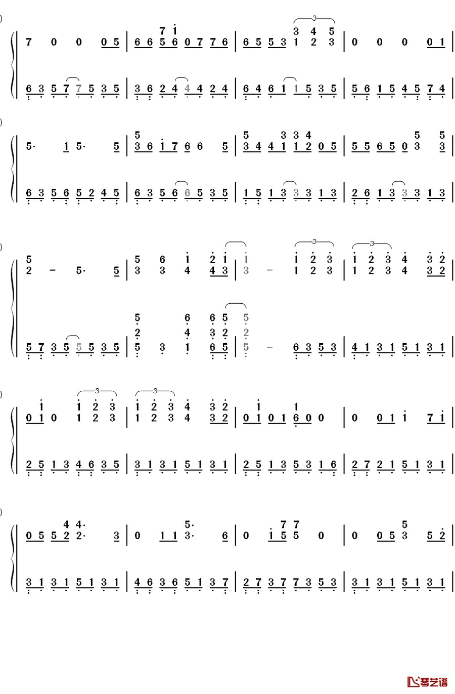 青い栞钢琴简谱-数字双手-Galileo Galilei2