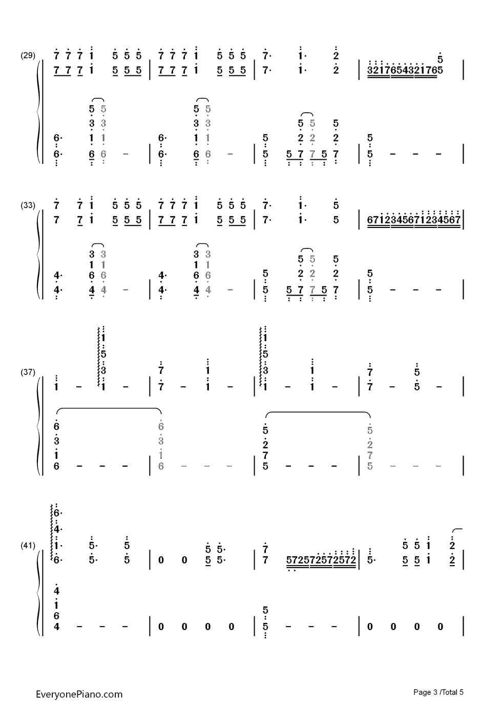 Brand钢琴简谱-数字双手-西泽幸奏3