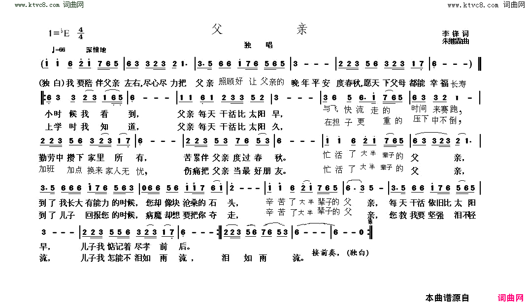 父亲简谱-朱继霖曲谱1