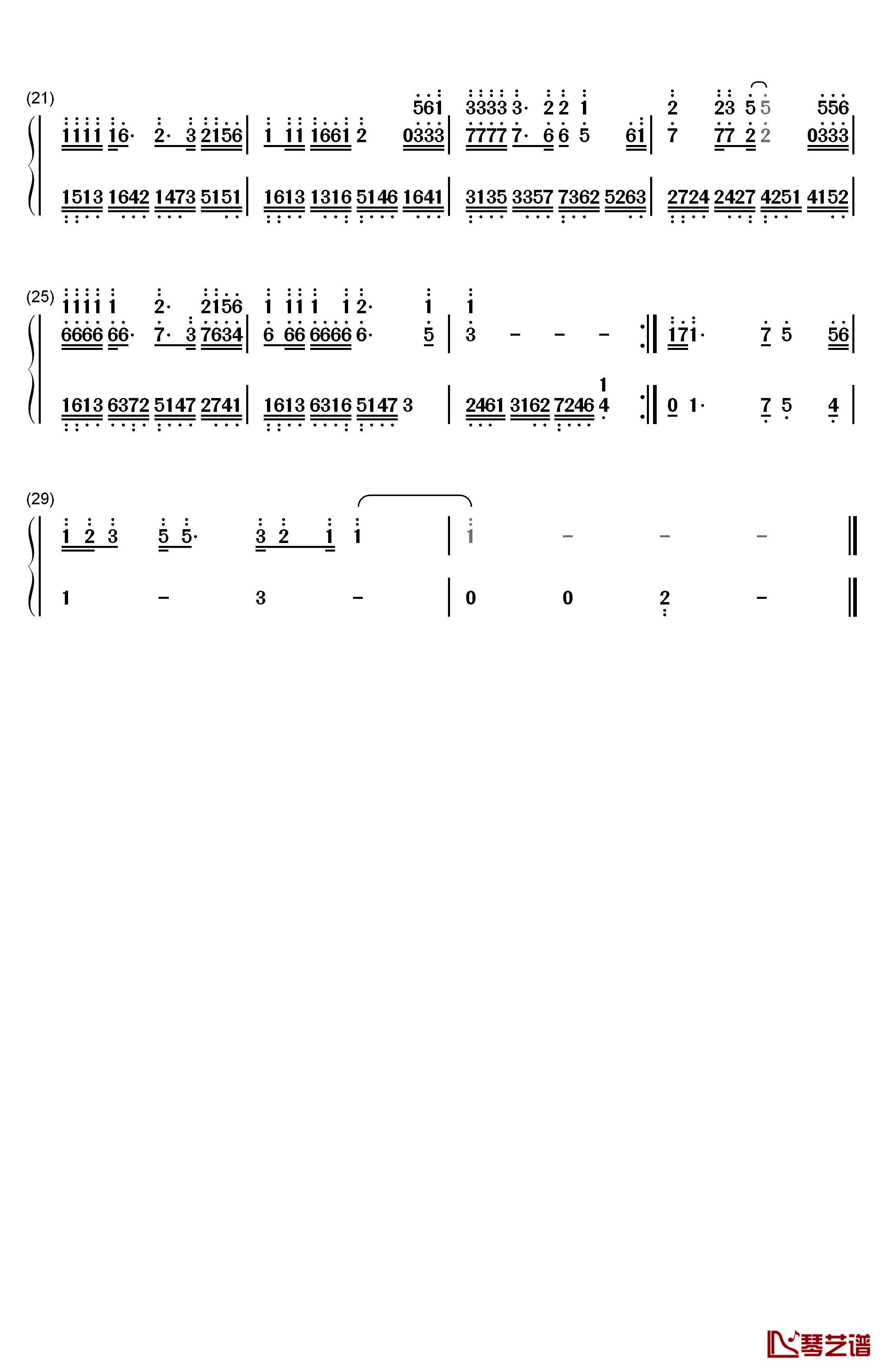 一万个理由钢琴简谱-数字双手-郑源2