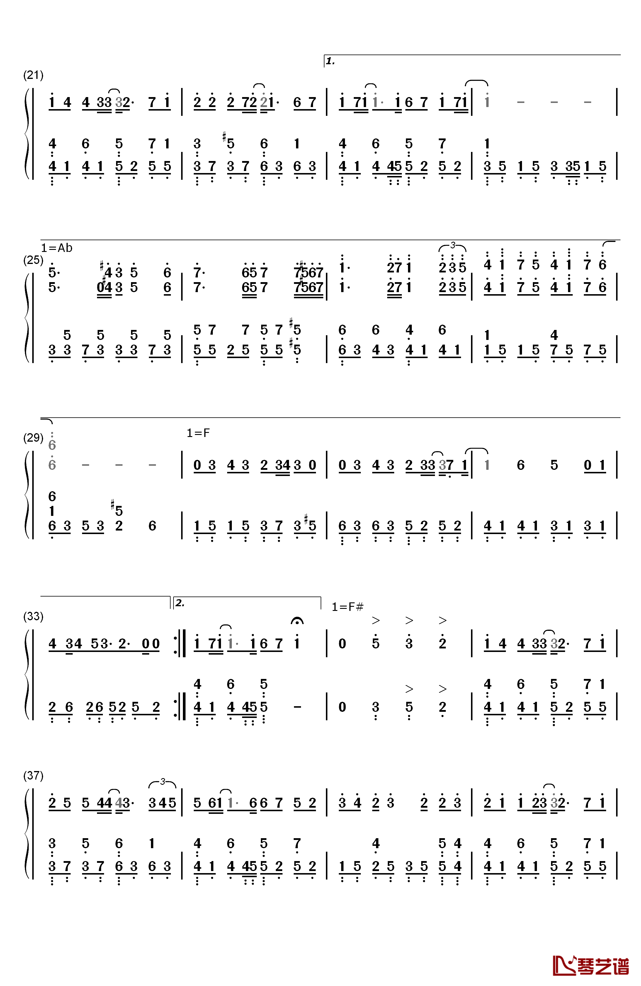 搁浅钢琴简谱-数字双手-周杰伦2