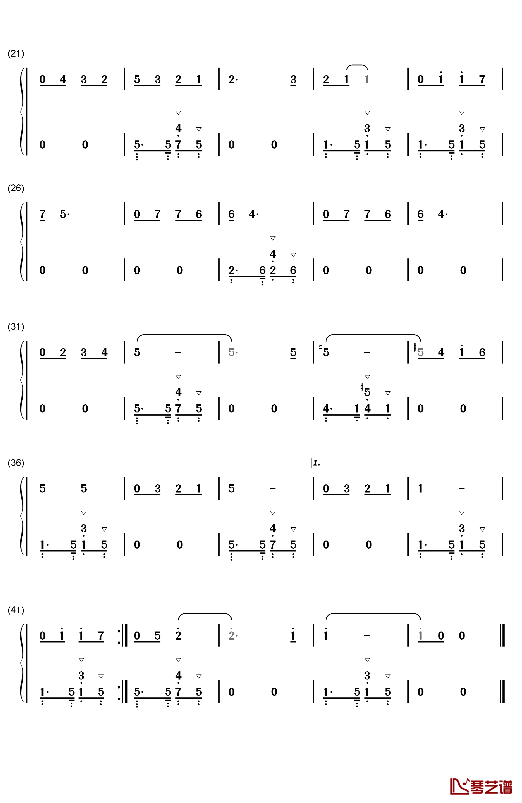 我的太阳钢琴简谱-数字双手-Eduardo di Capua2