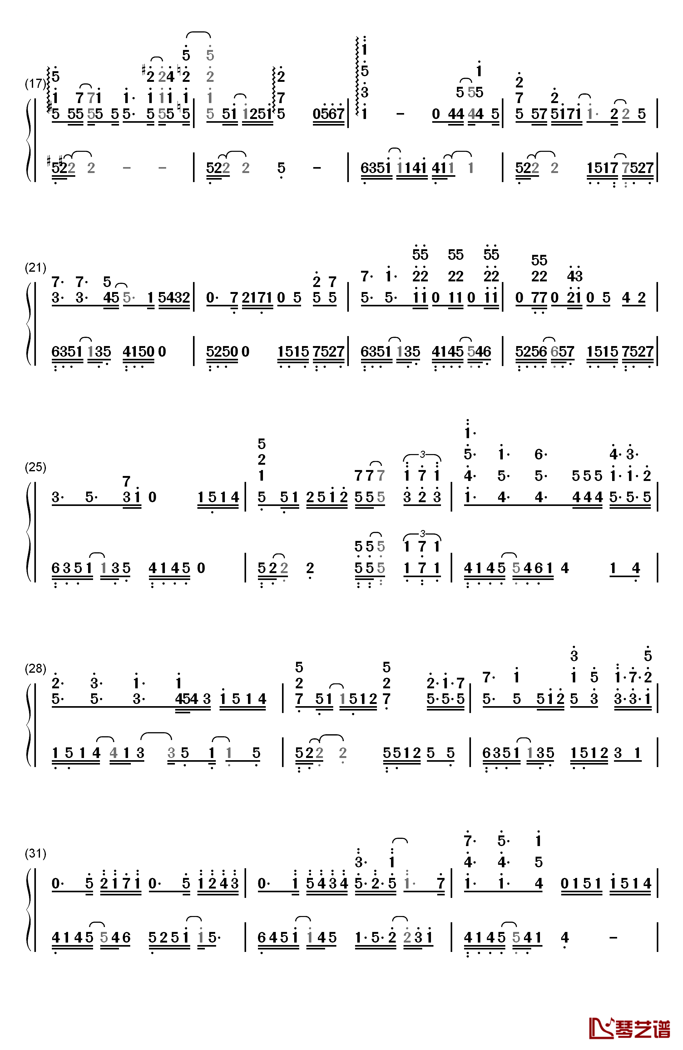 只为与你相见钢琴简谱-数字双手-赵忠楠2