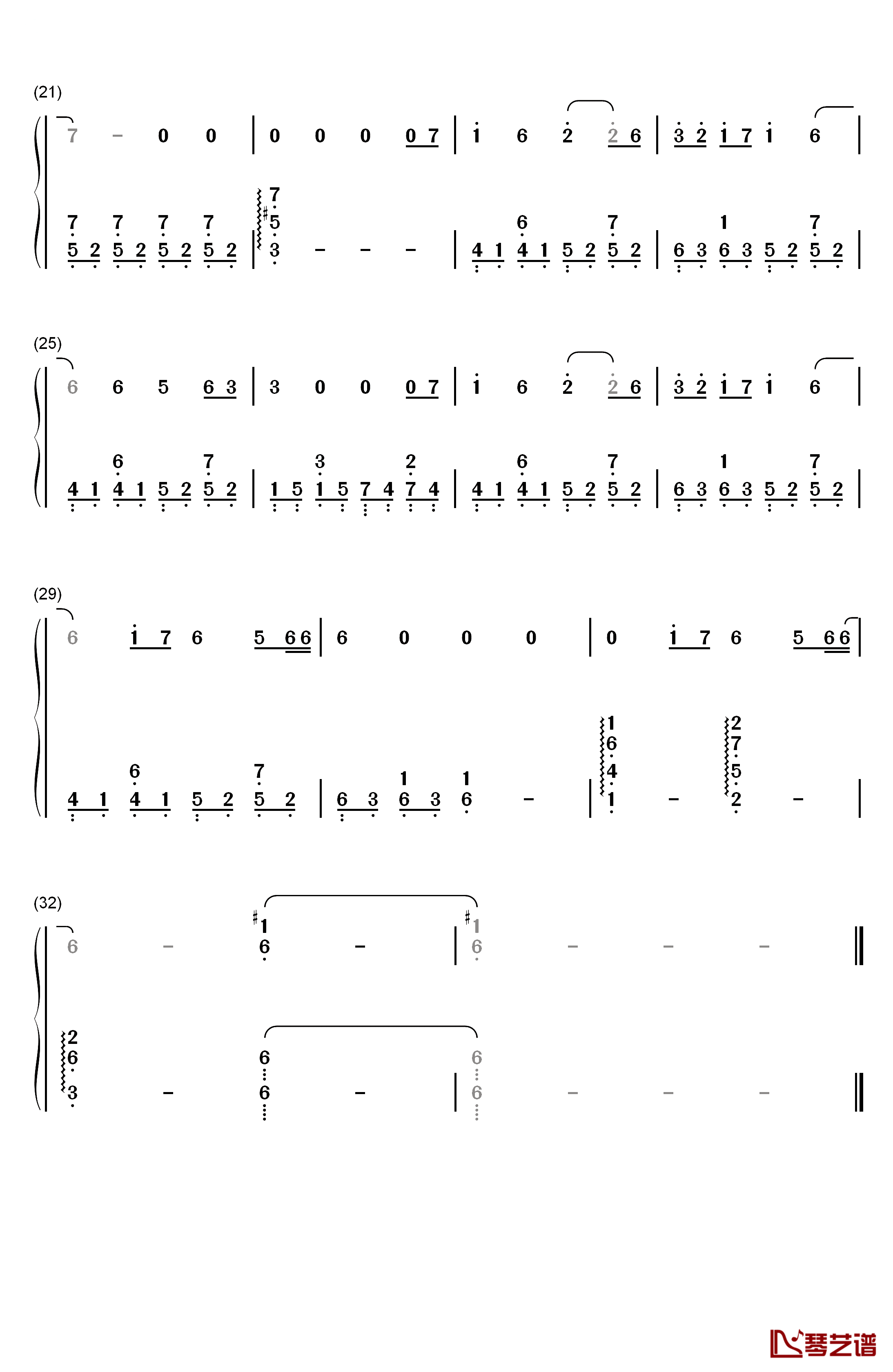 蓝染钢琴简谱-数字双手-能登麻美子2