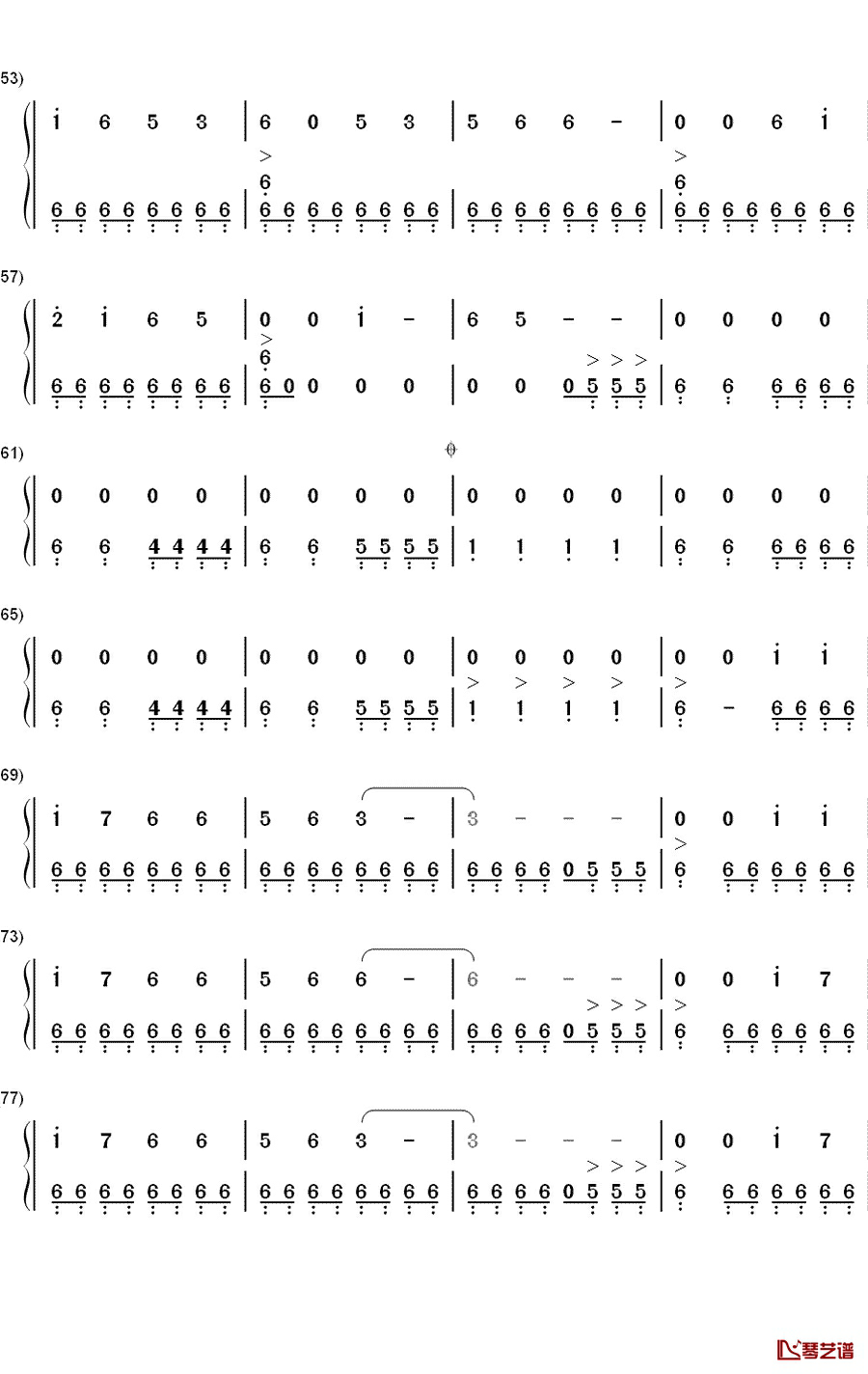 修罗钢琴简谱-数字双手-DOES3