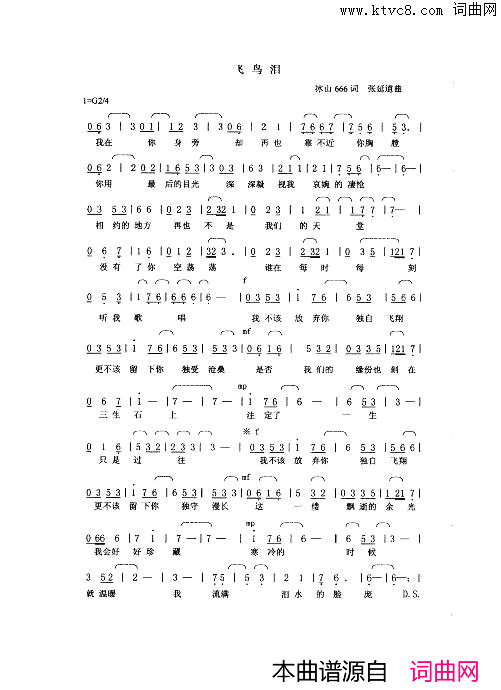 飞鸟泪简谱1