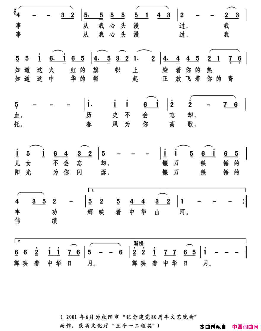 阳光为你闪烁简谱-晓梅演唱-鸣波/戴建华词曲1