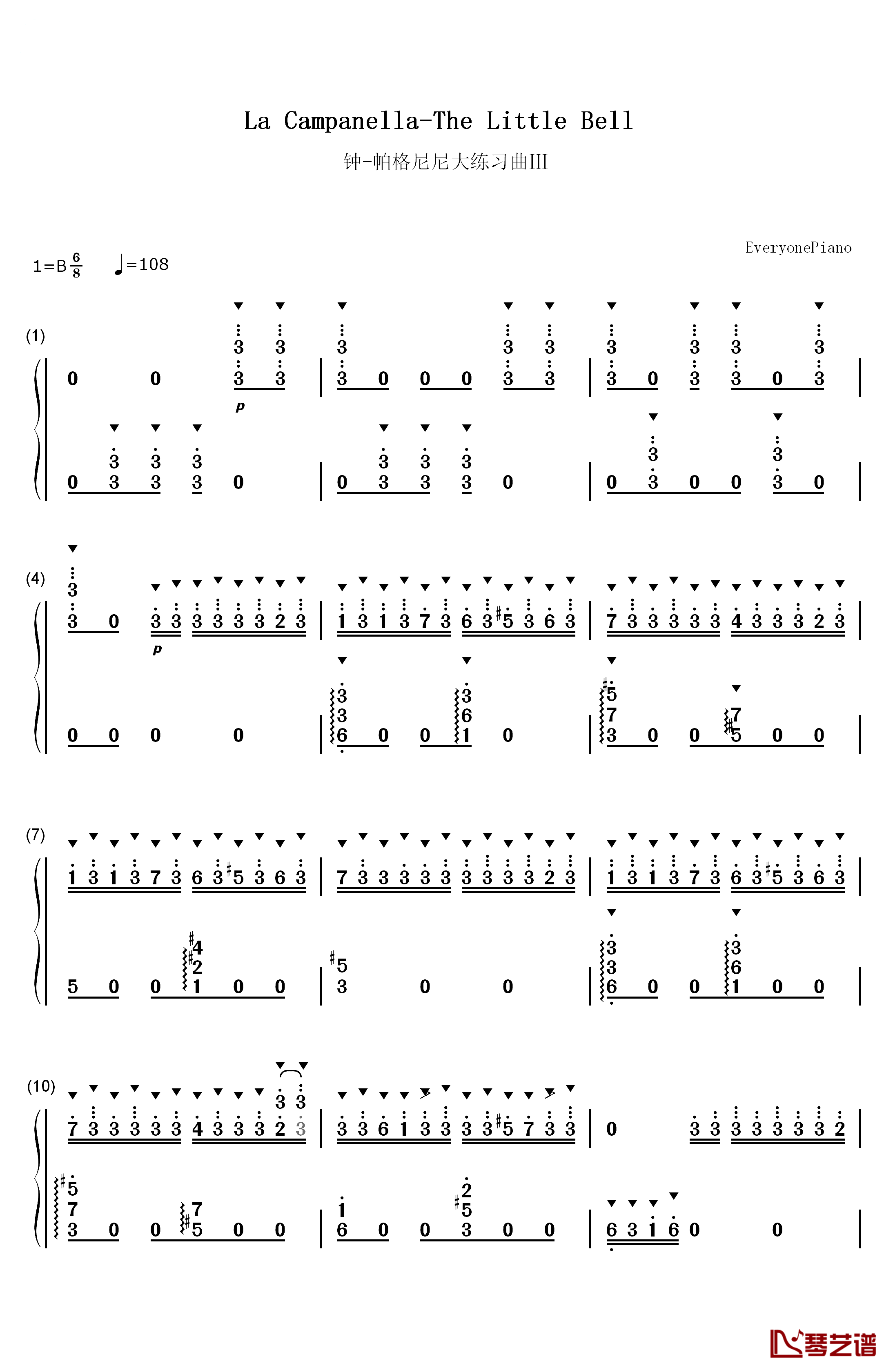 钟钢琴简谱-数字双手-李斯特1