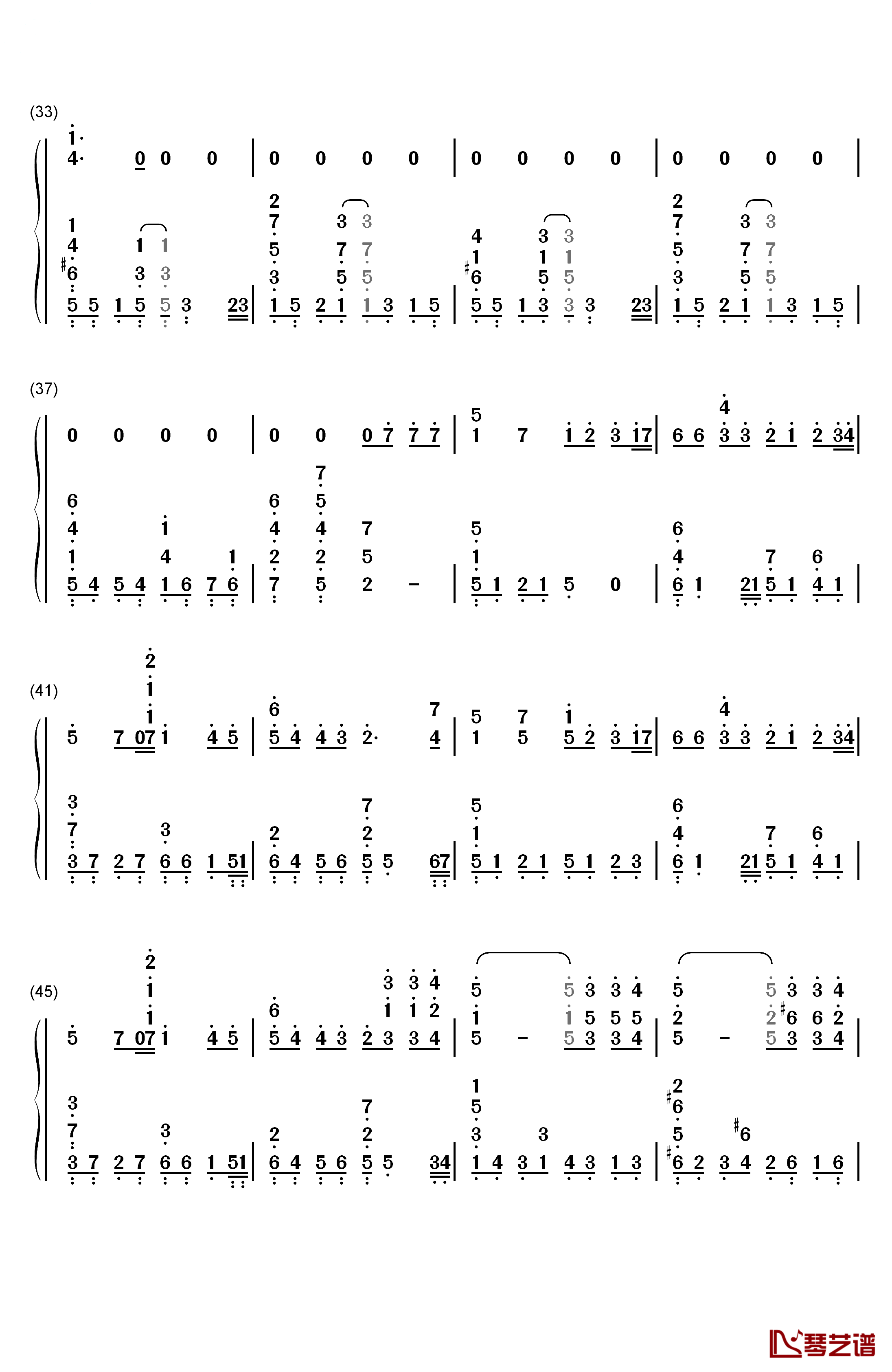 藤崎诗织的主题钢琴简谱-数字双手-藤崎诗织3