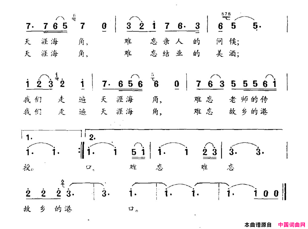 难忘故乡的港口电视音乐片《江海魂》选曲简谱1