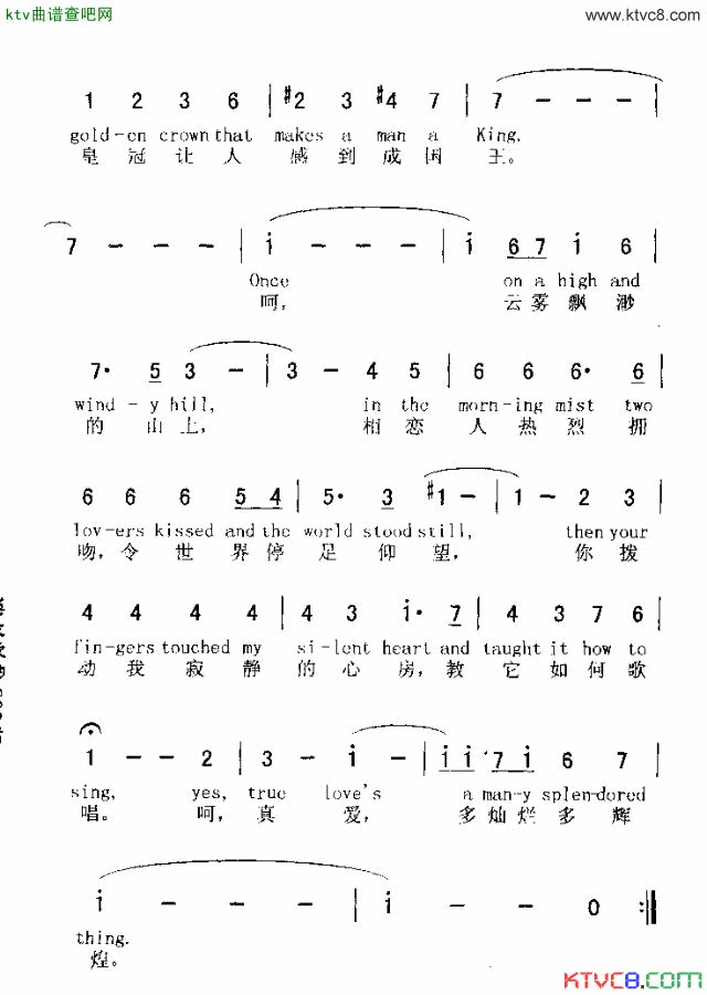 LOVEISAMANYSPLENDOREDTHING爱多灿烂多辉煌简谱1