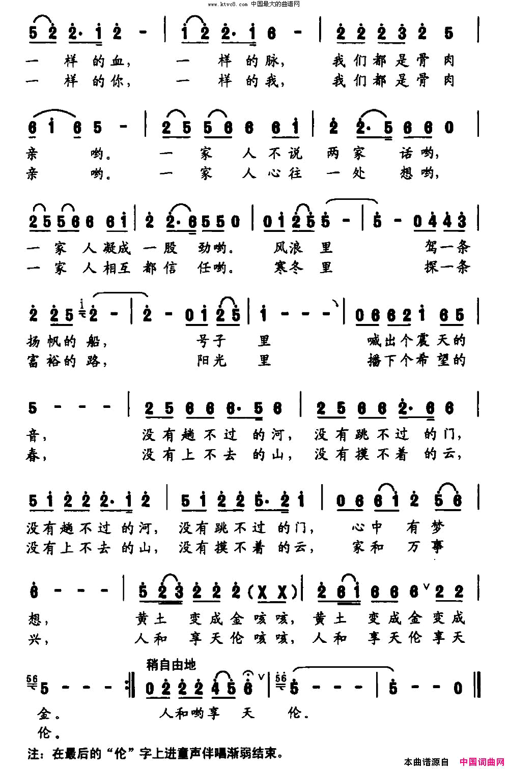 一家人范广礼张文忠词张国良曲简谱1