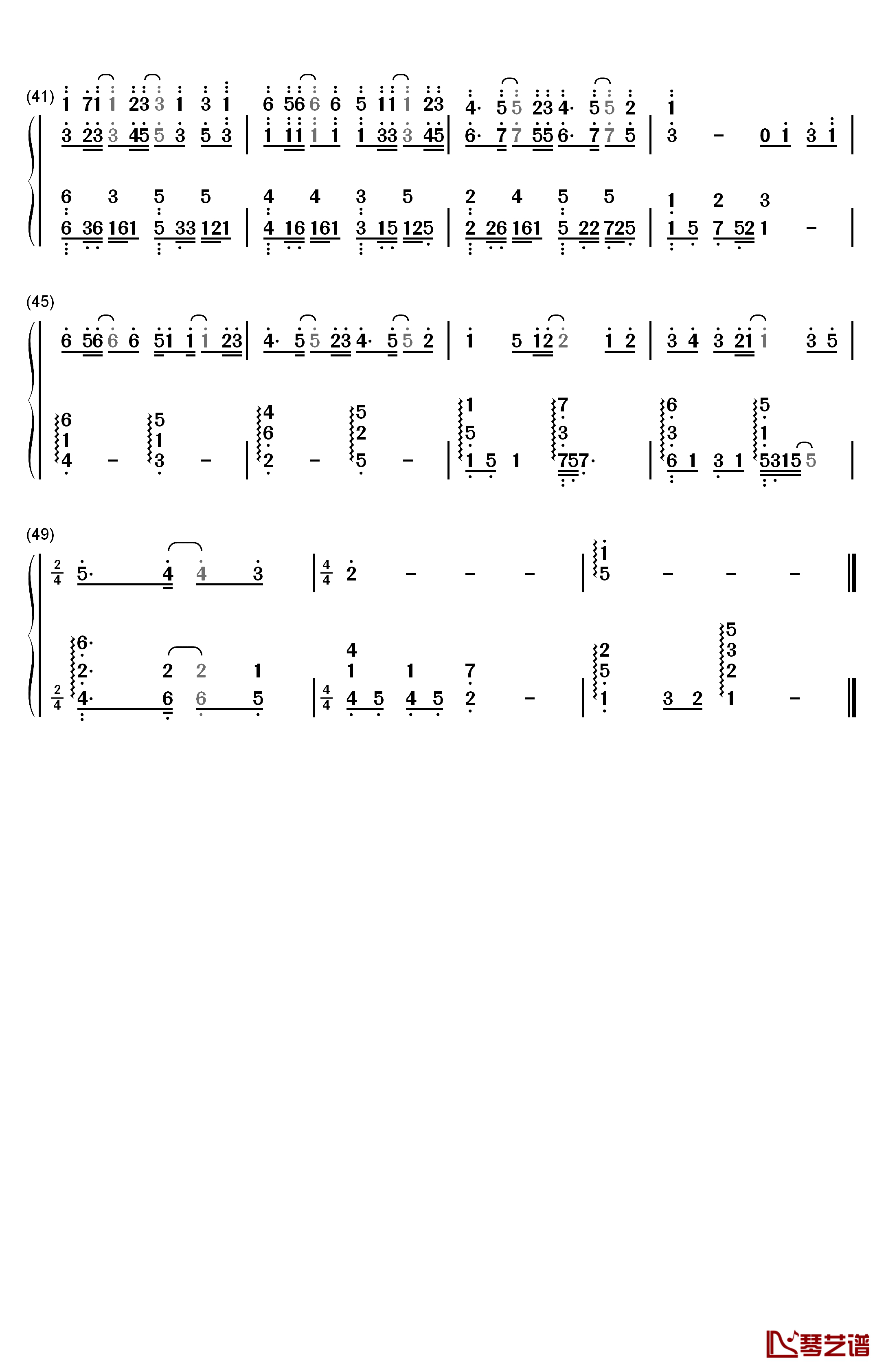 烟火钢琴简谱-数字双手-光良3