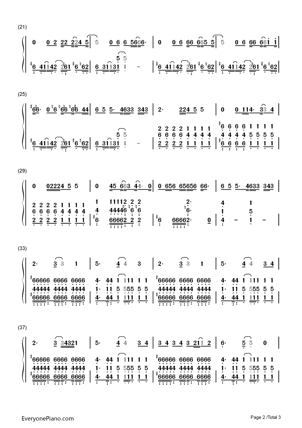 Never Too Late钢琴简谱-数字双手-Three Days Grace2