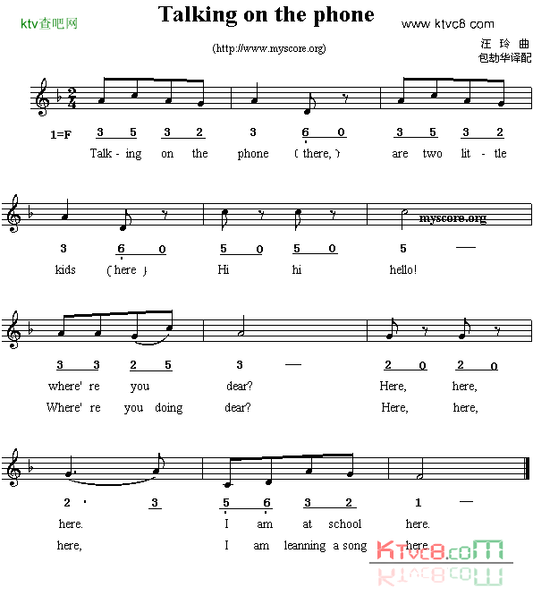 Talkingonthephong线简谱混排版、英文儿歌简谱1